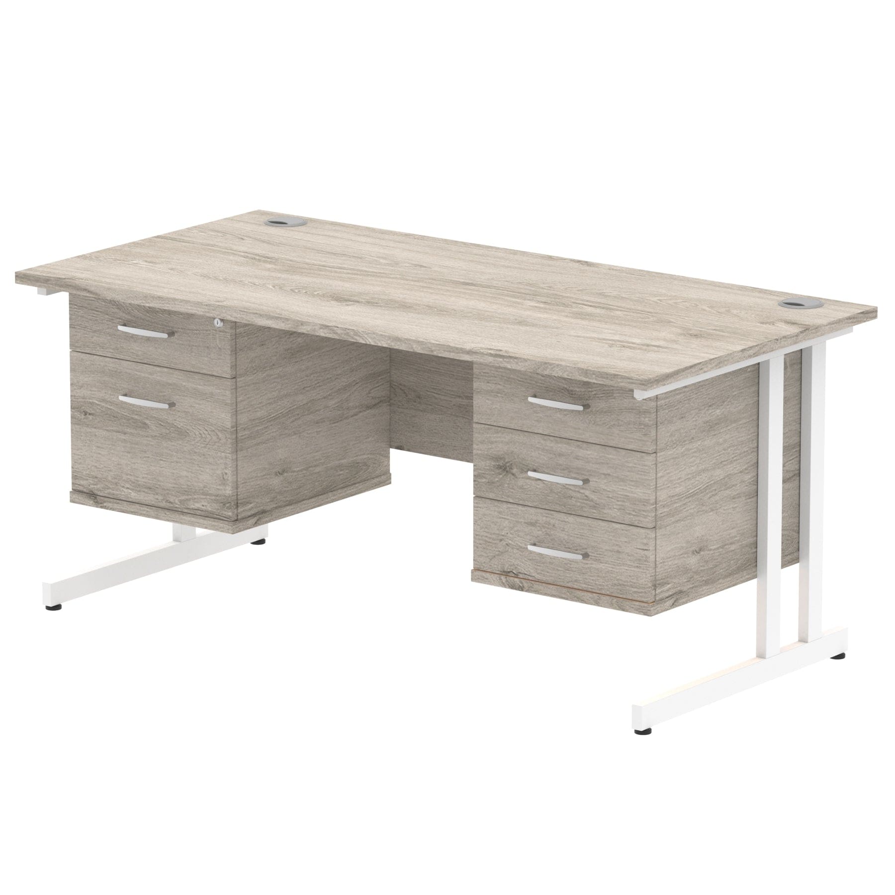 Impulse 1600mm Cantilever Straight Desk With Two Fixed Pedestal - Image 4