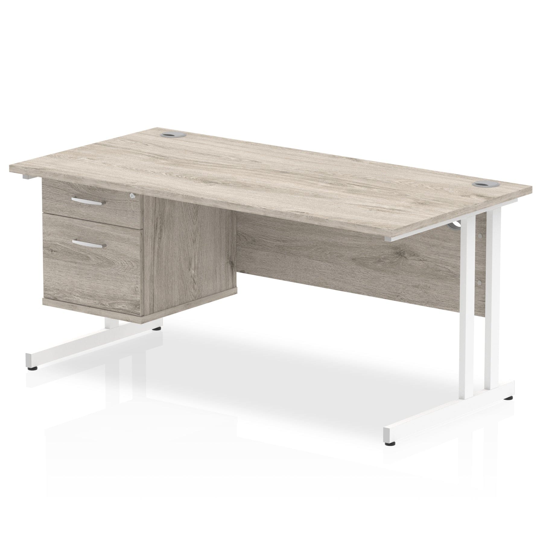 Impulse 1600mm Cantilever Straight Desk With Single Fixed Pedestal - Image 3