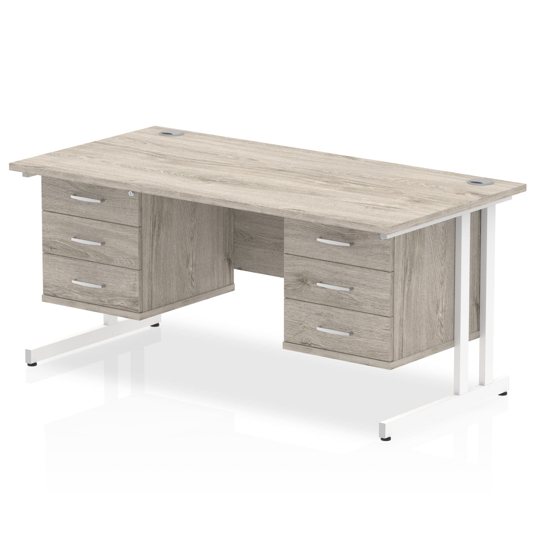 Impulse 1600mm Cantilever Straight Desk With Two Fixed Pedestal - Image 6