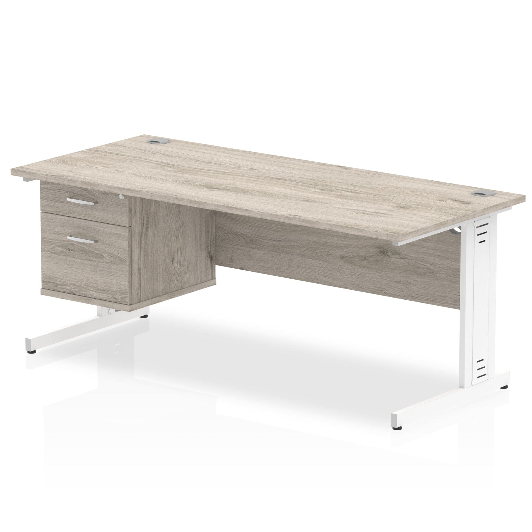 Impulse 1800mm Cable Managed Straight Desk With Single Fixed Pedestal - Image 6
