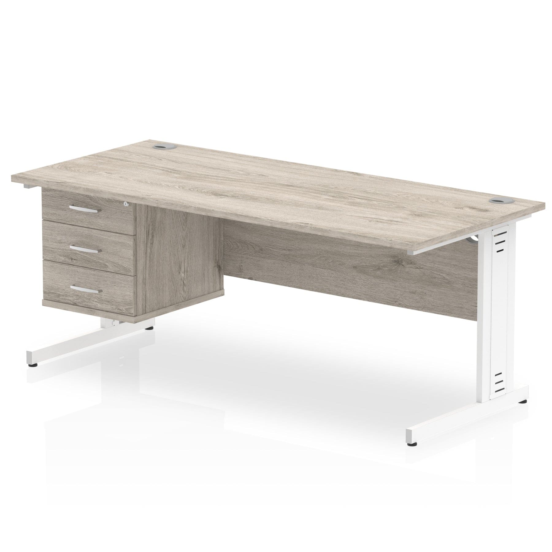 Impulse 1800mm Cable Managed Straight Desk With Single Fixed Pedestal - Image 8