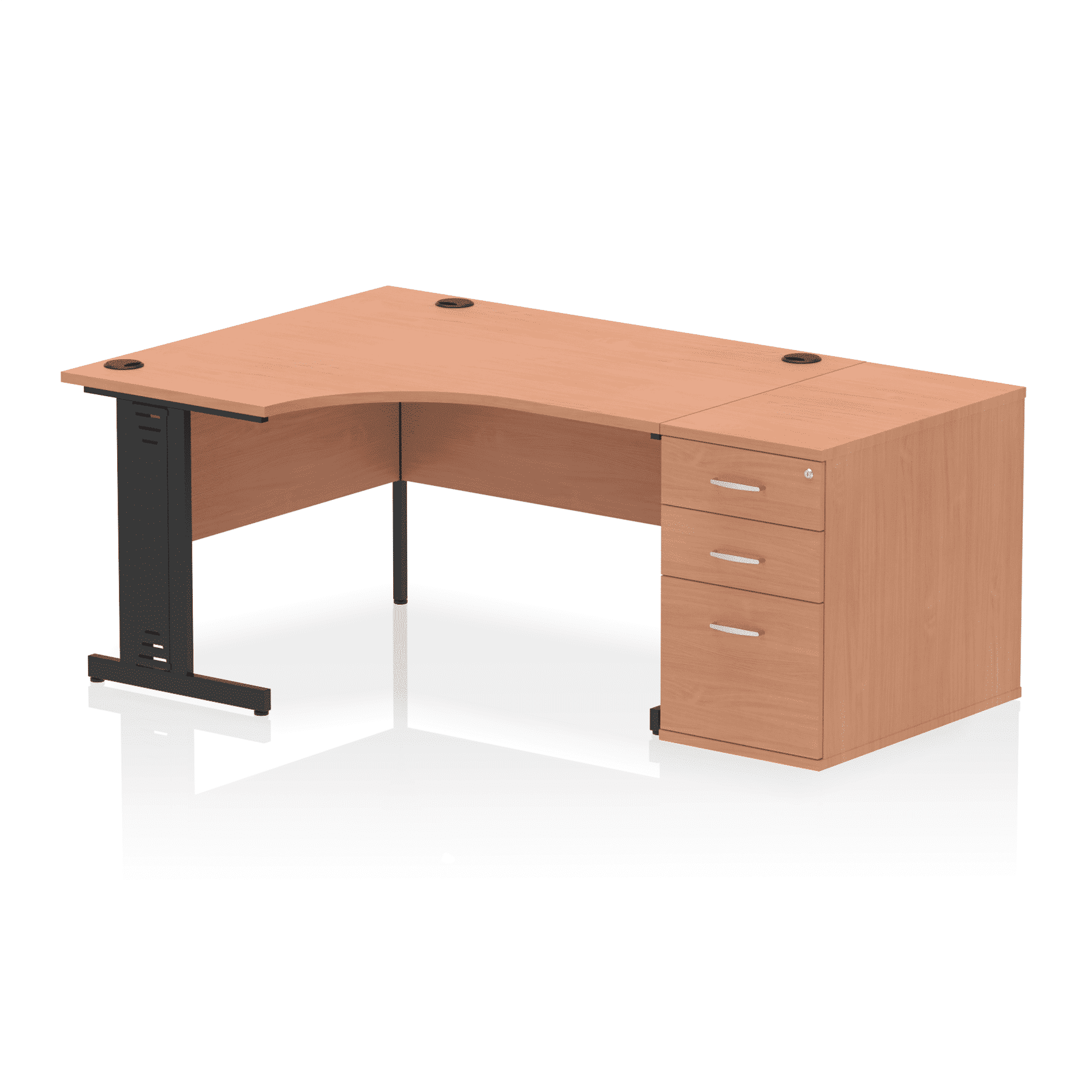 Impulse 1400mm Cable Managed Left Crescent Desk Workstation - Image 23