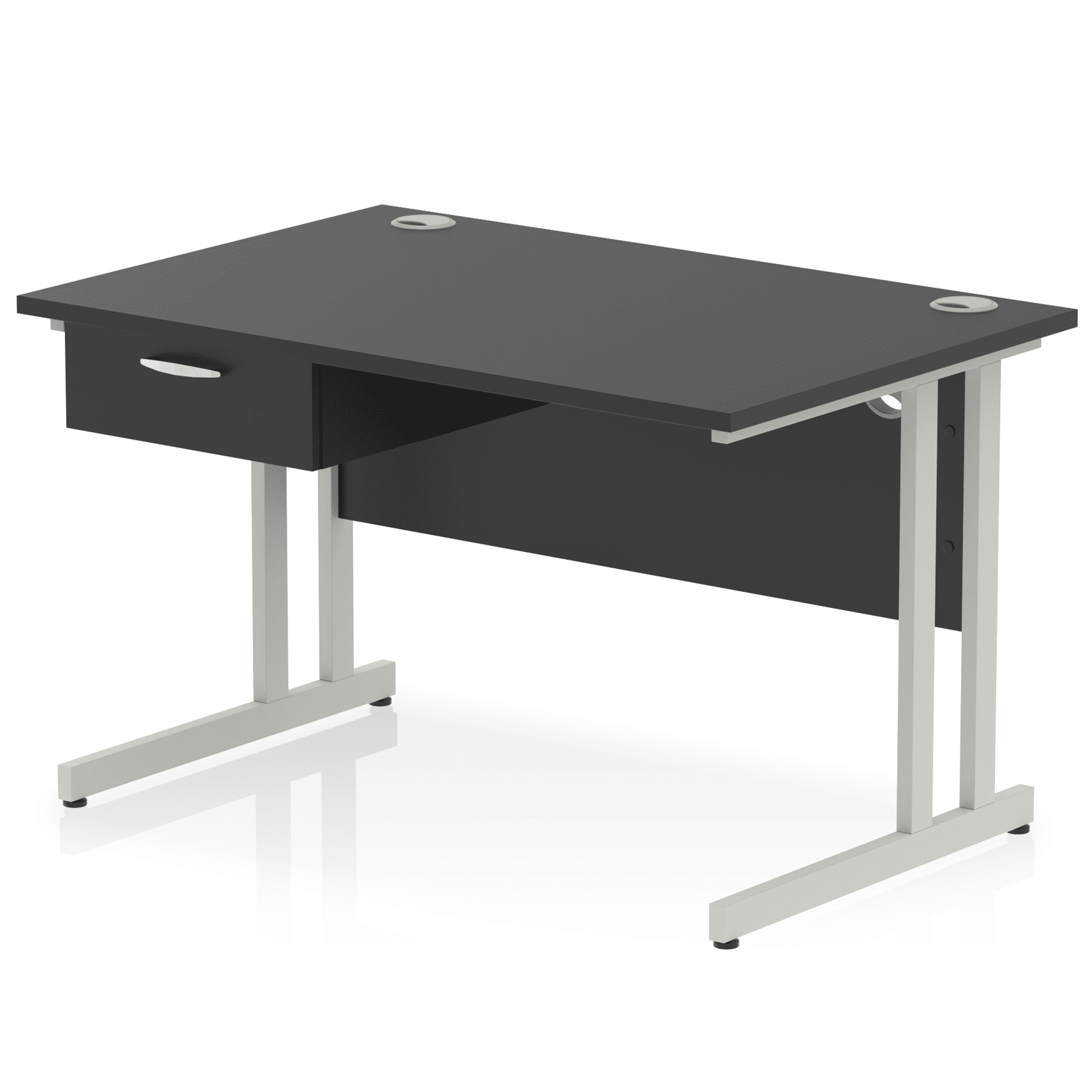 Impulse Cantilever Straight Desk Silver Frame With Single One Drawer Fixed Pedestal - Image 23