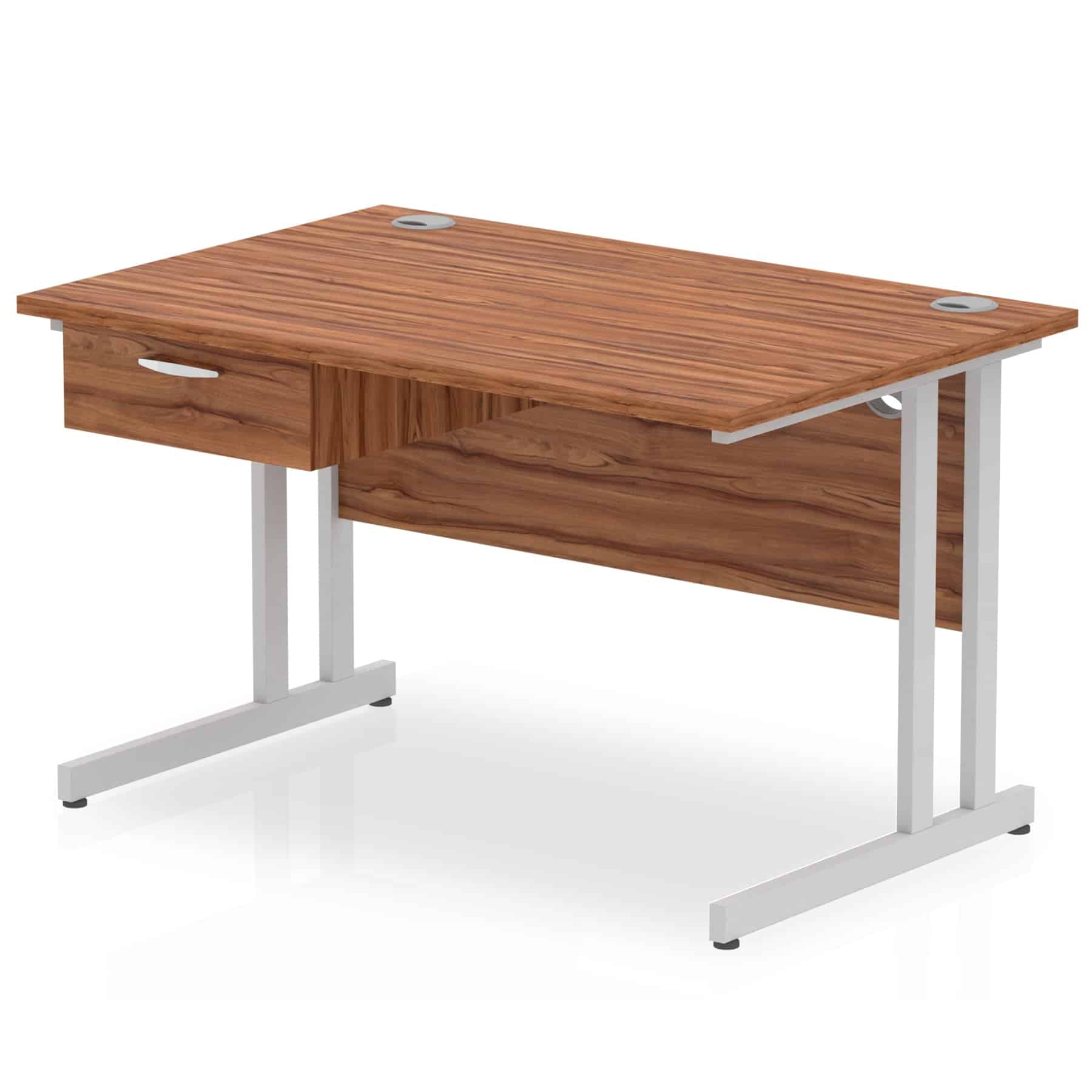 Impulse Cantilever Straight Desk Silver Frame With Single One Drawer Fixed Pedestal - Image 6