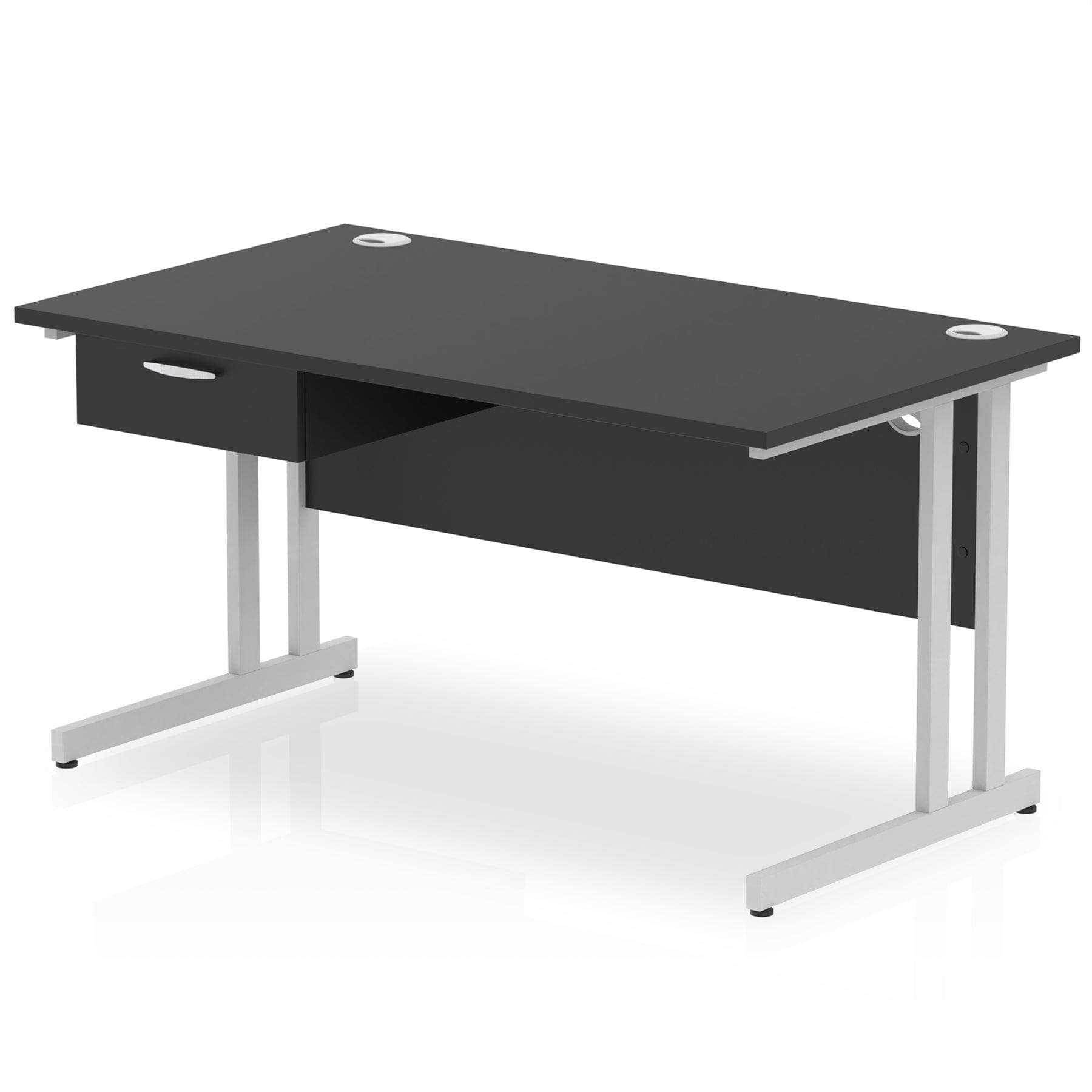 Impulse Cantilever Straight Desk Silver Frame With Single One Drawer Fixed Pedestal - Image 8