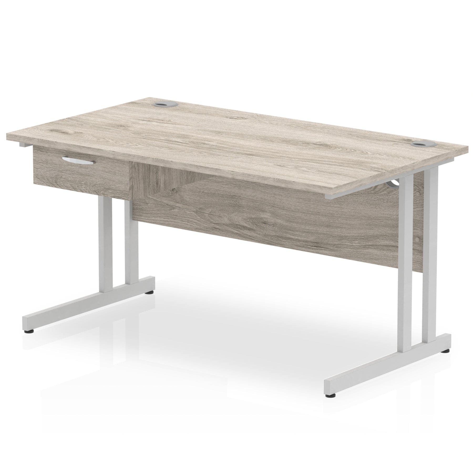 Impulse Cantilever Straight Desk Silver Frame With Single One Drawer Fixed Pedestal - Image 9