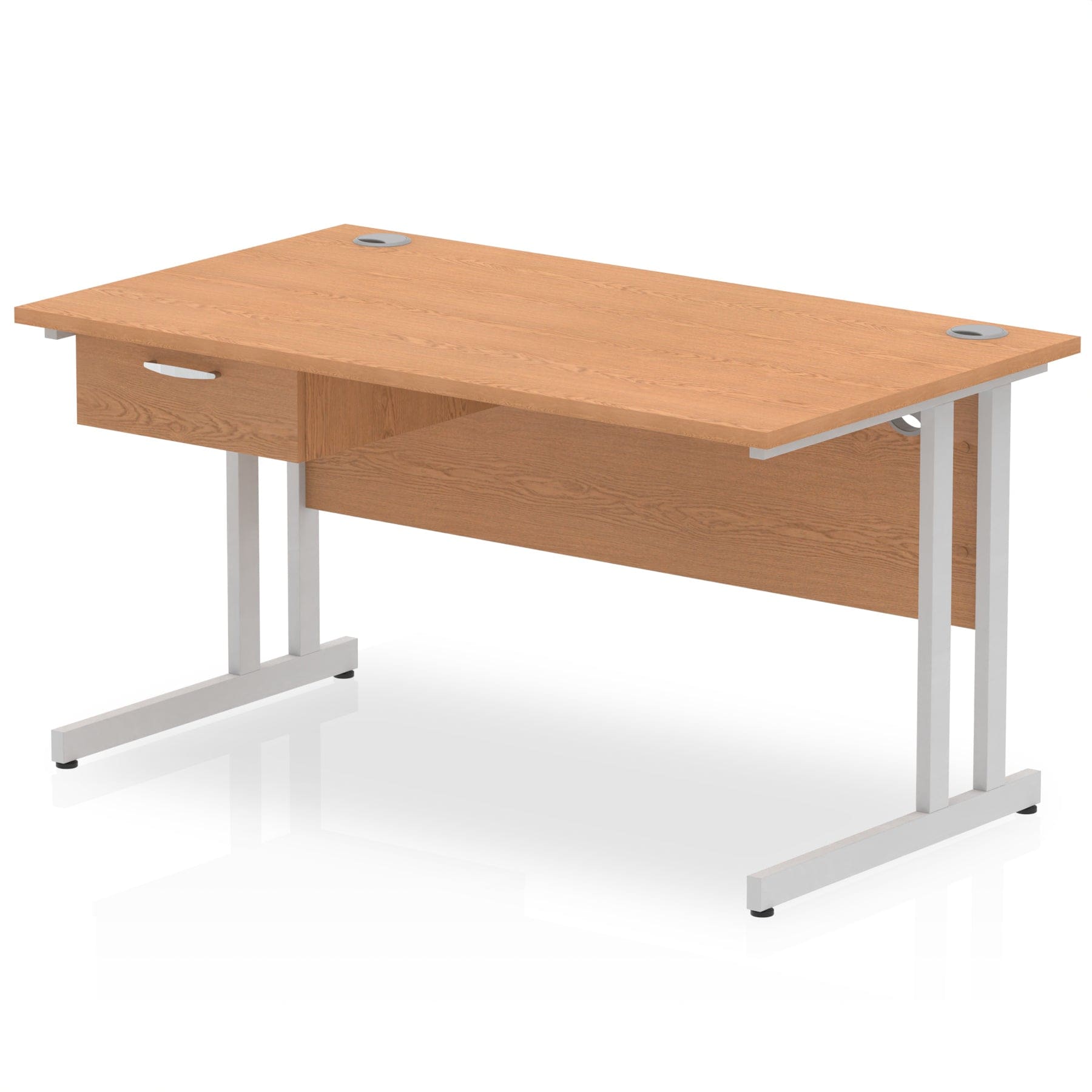 Impulse Cantilever Straight Desk Silver Frame With Single One Drawer Fixed Pedestal - Image 11