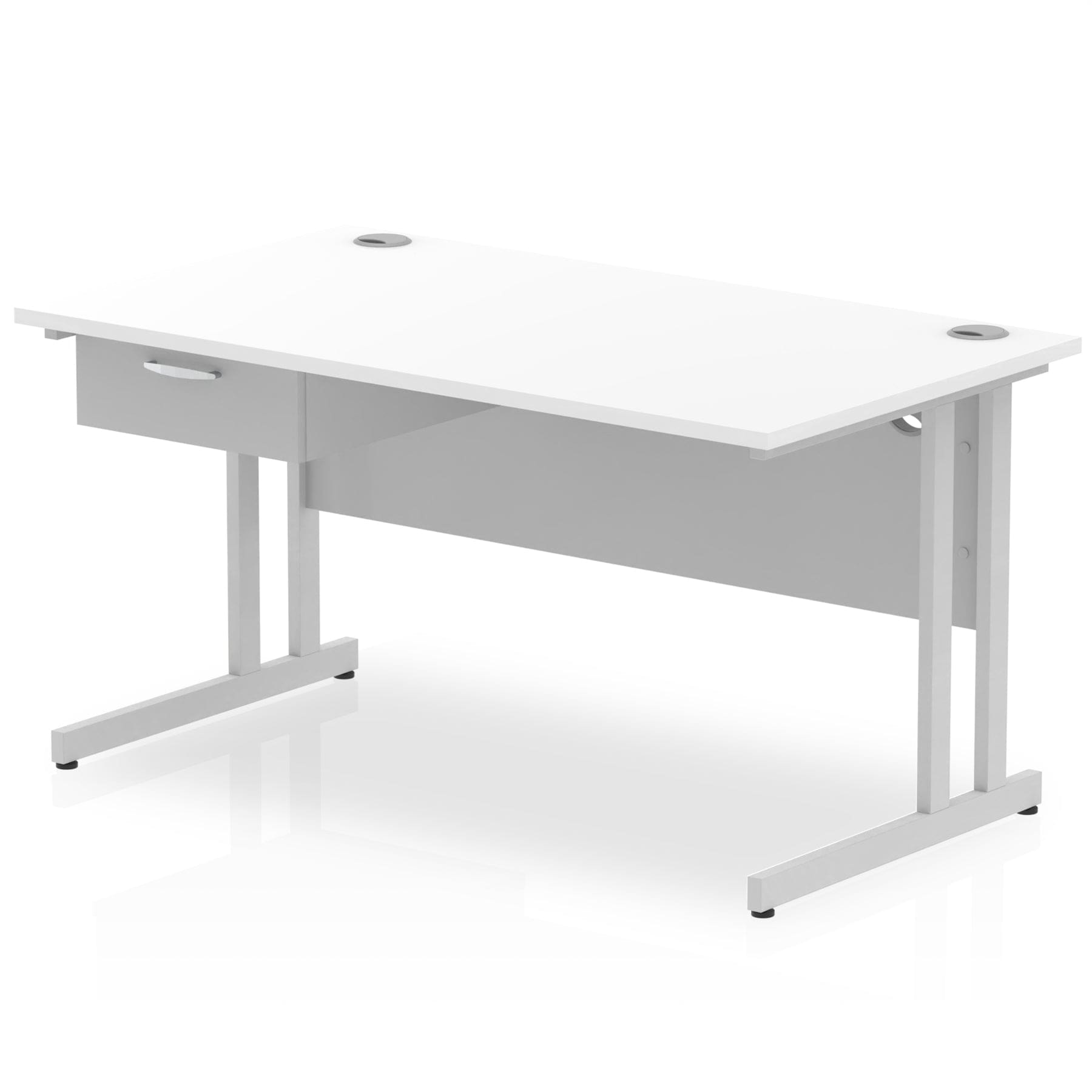 Impulse Cantilever Straight Desk Silver Frame With Single One Drawer Fixed Pedestal - Image 12