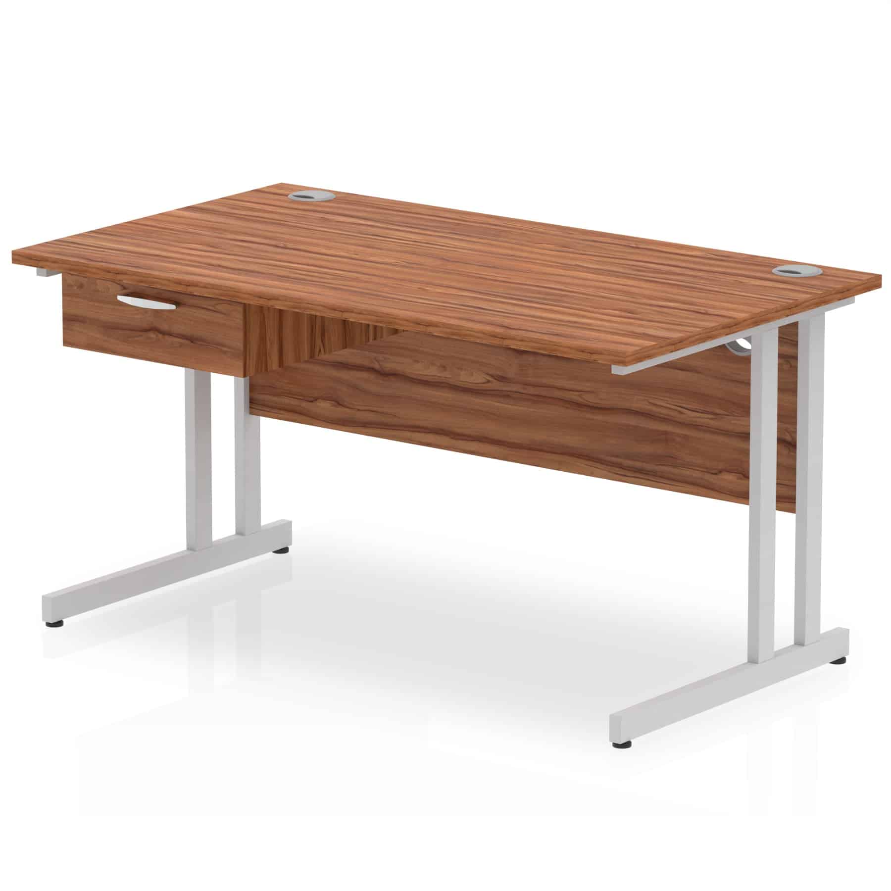 Impulse Cantilever Straight Desk Silver Frame With Single One Drawer Fixed Pedestal - Image 13