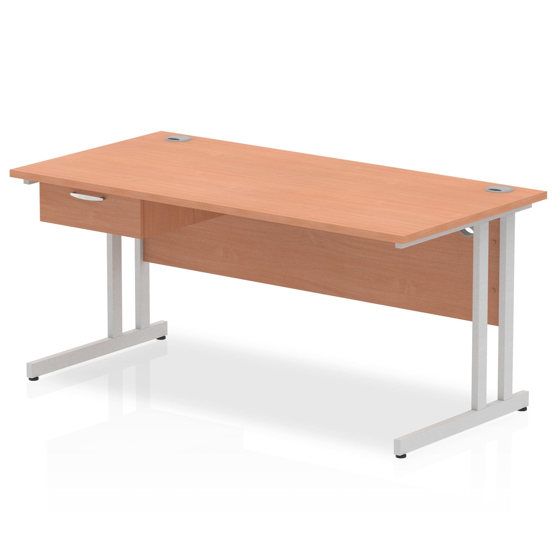 Impulse Cantilever Straight Desk Silver Frame With Single One Drawer Fixed Pedestal - Image 14