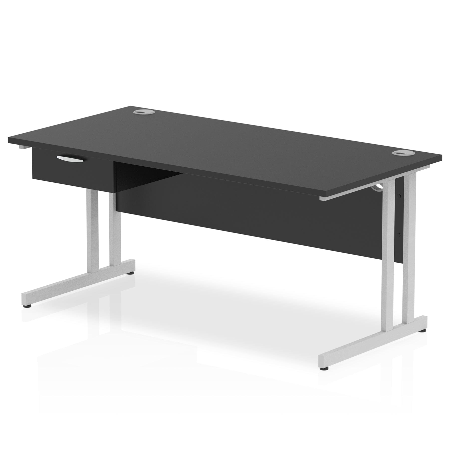 Impulse Cantilever Straight Desk Silver Frame With Single One Drawer Fixed Pedestal - Image 15