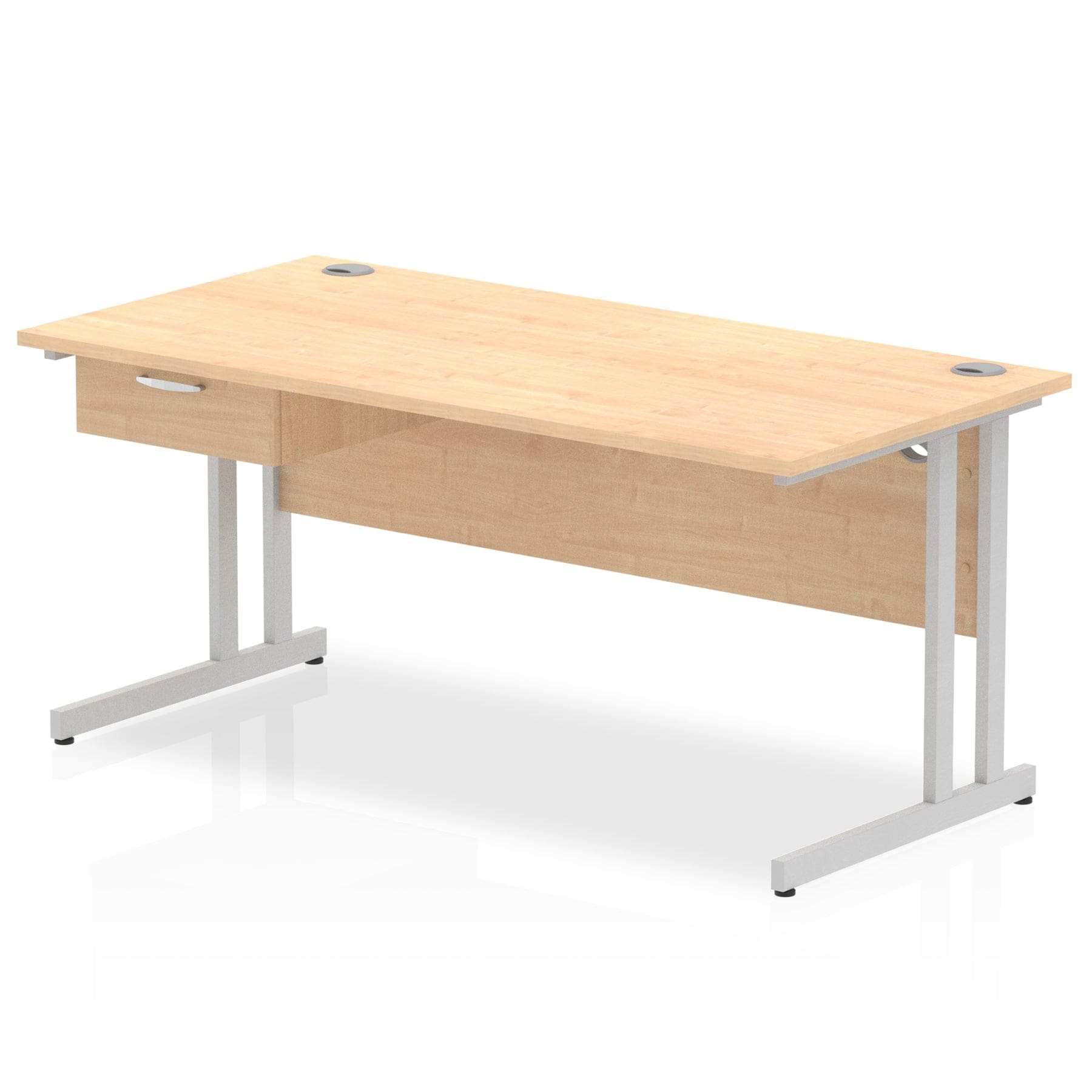 Impulse Cantilever Straight Desk Silver Frame With Single One Drawer Fixed Pedestal - Image 16
