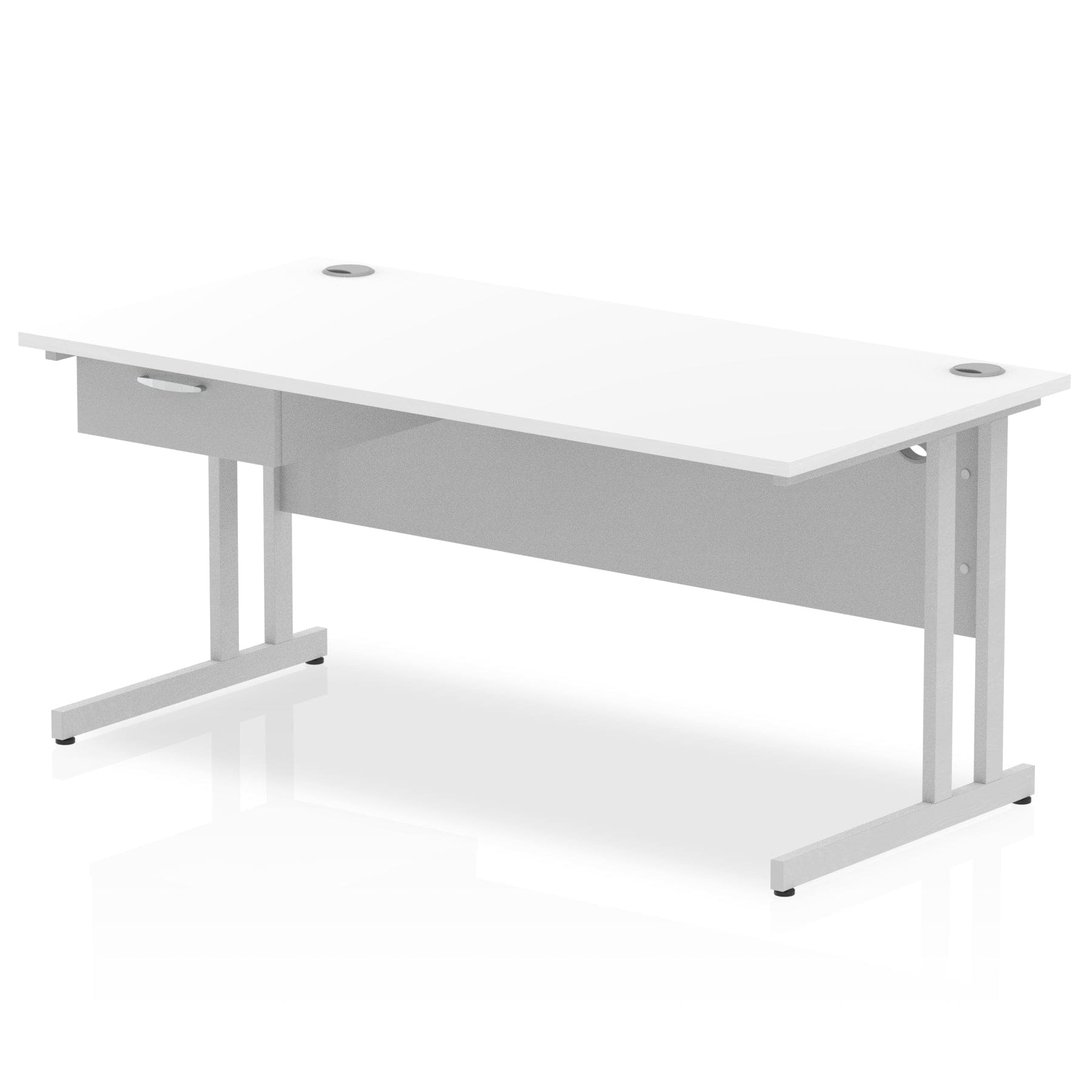 Impulse Cantilever Straight Desk Silver Frame With Single One Drawer Fixed Pedestal - Image 18