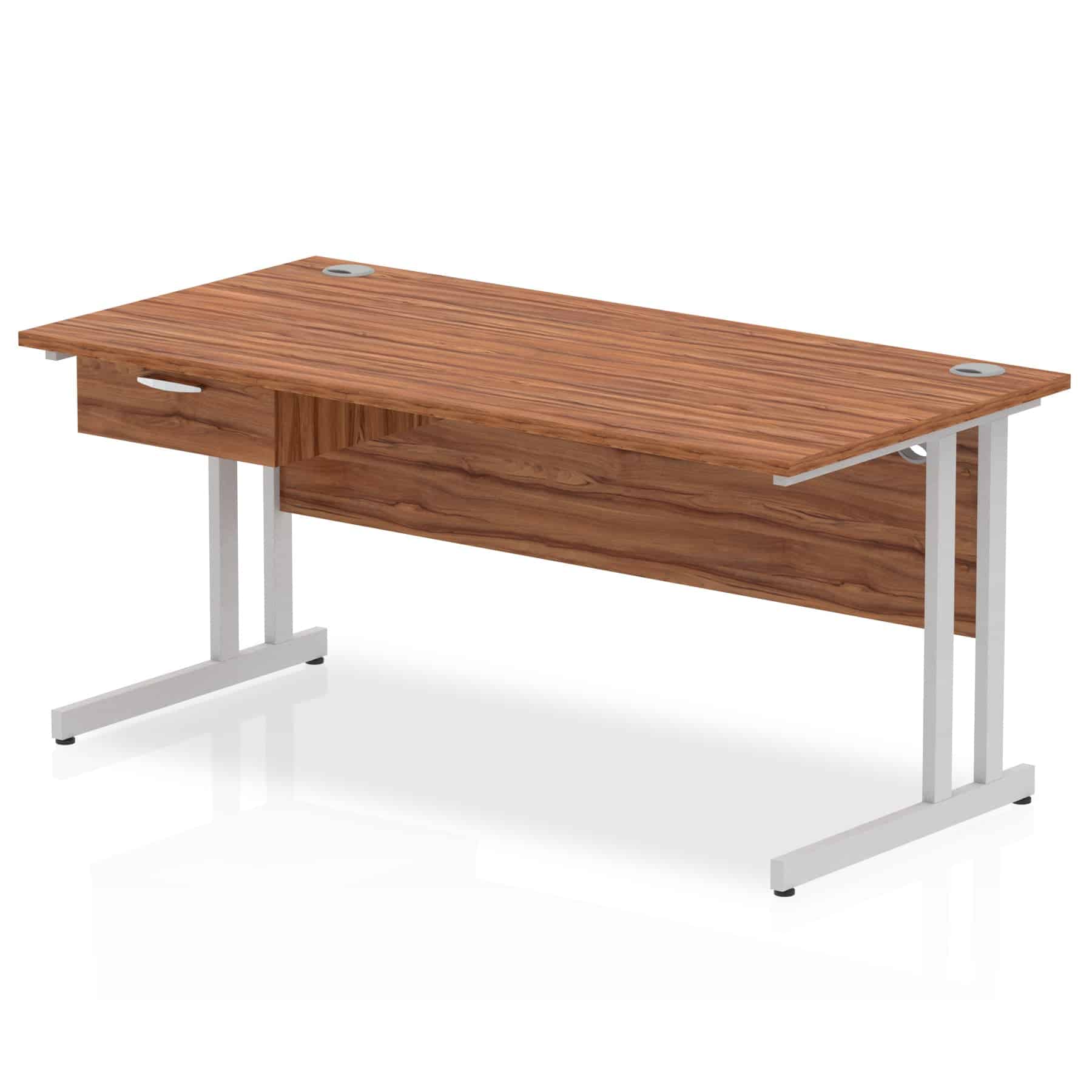 Impulse Cantilever Straight Desk Silver Frame With Single One Drawer Fixed Pedestal - Image 19