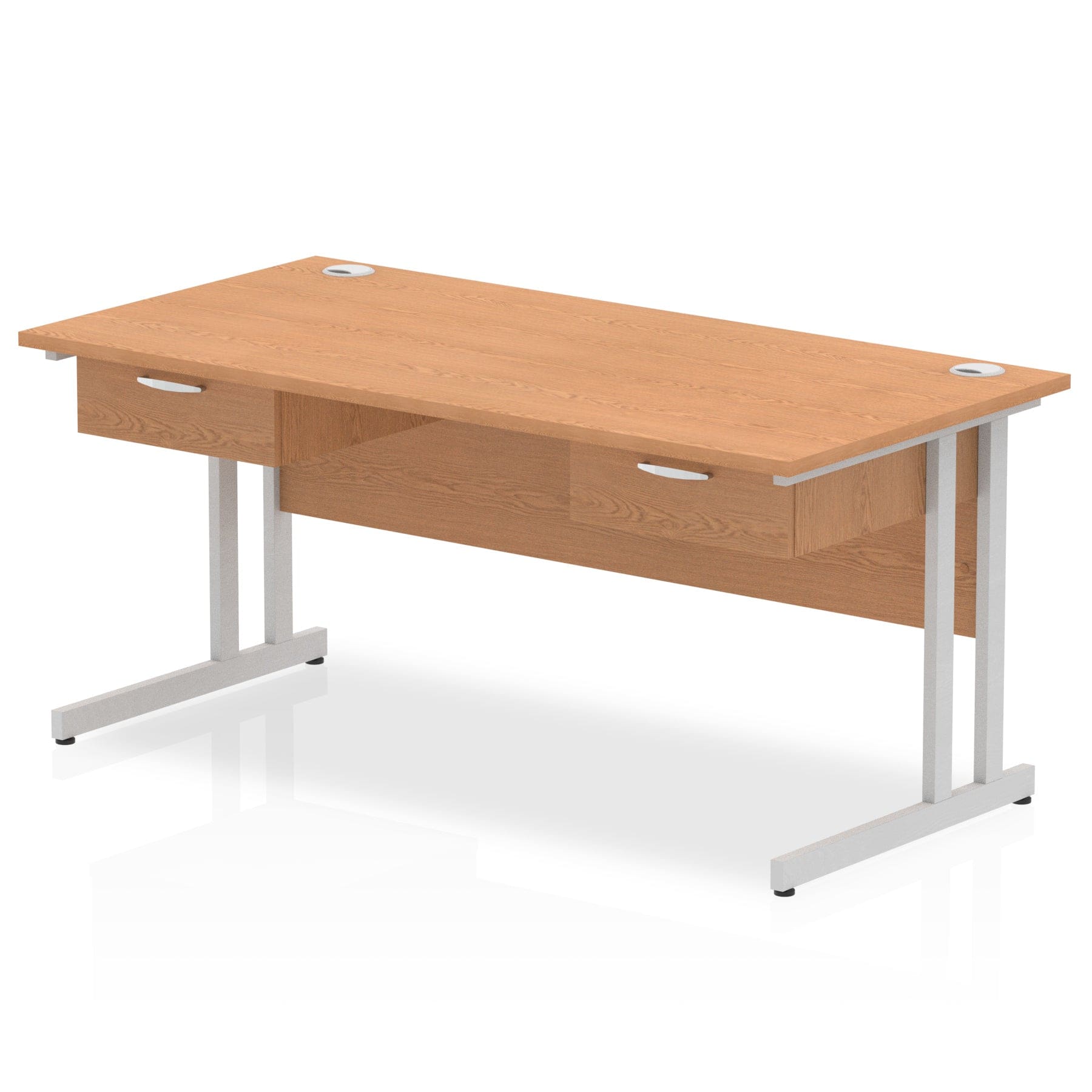 Impulse Cantilever Straight Desk Silver Frame With Two One Drawer Fixed Pedestals - Image 5