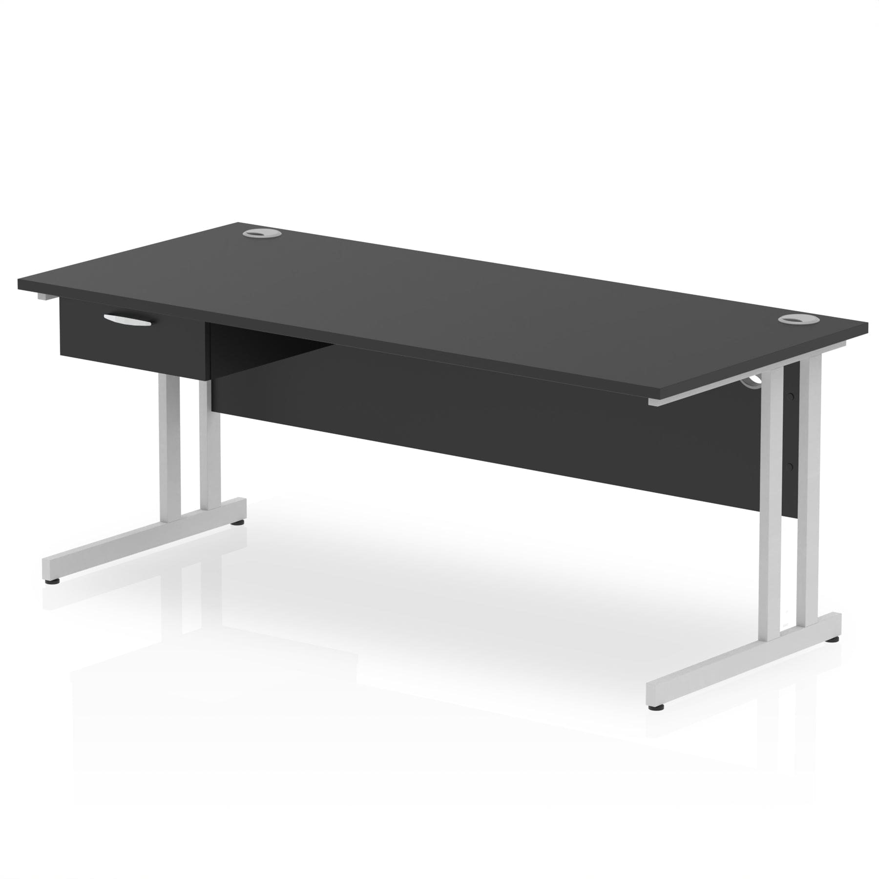 Impulse Cantilever Straight Desk Silver Frame With Single One Drawer Fixed Pedestal - Image 20
