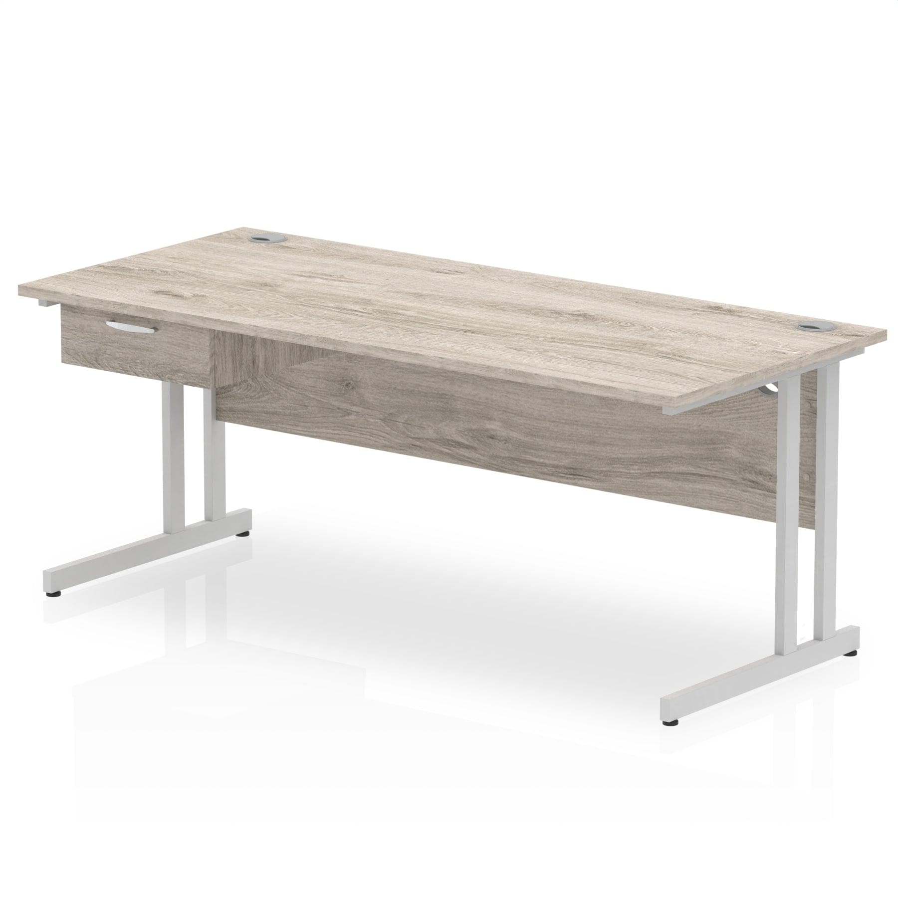 Impulse Cantilever Straight Desk Silver Frame With Single One Drawer Fixed Pedestal - Image 26