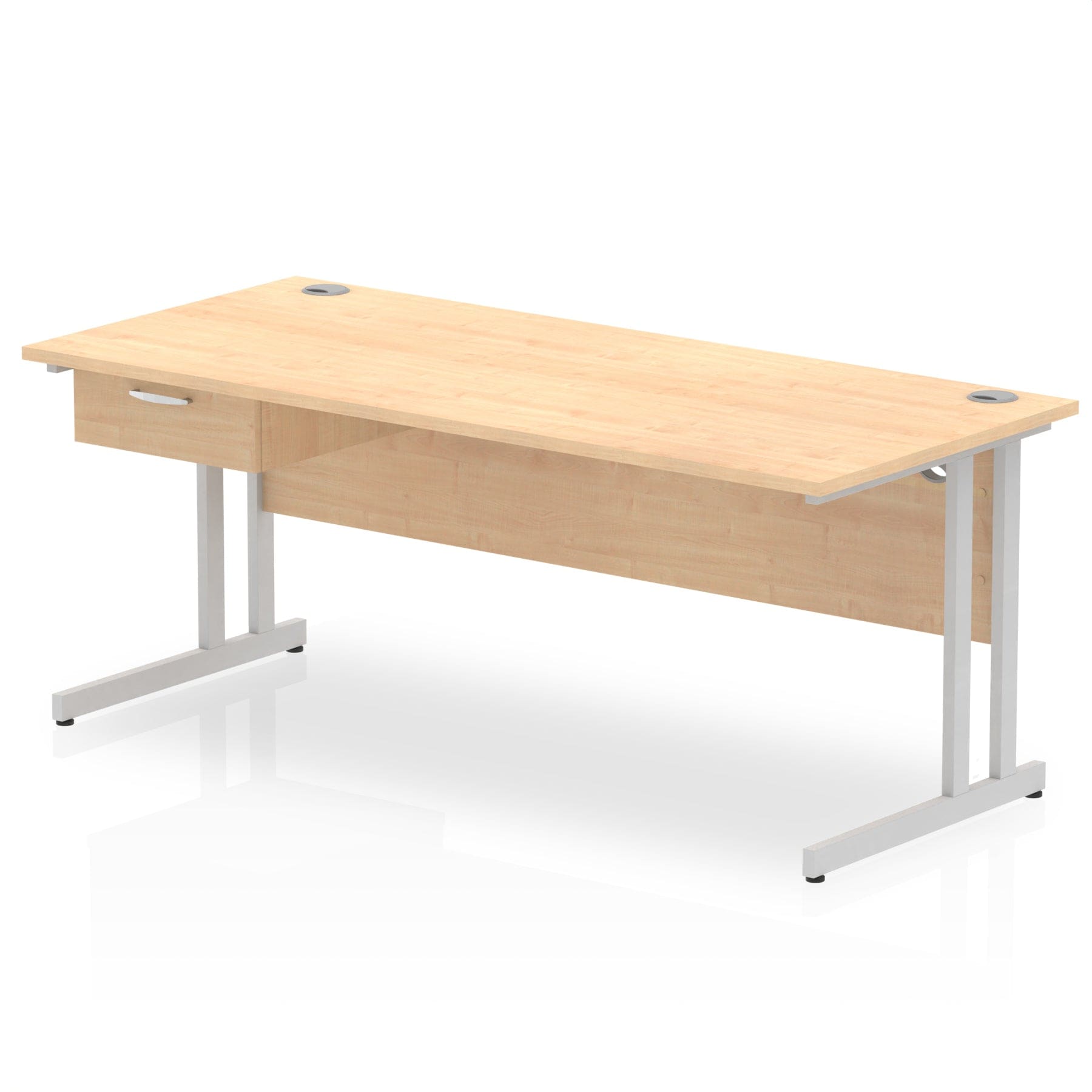 Impulse Cantilever Straight Desk Silver Frame With Single One Drawer Fixed Pedestal - Image 27