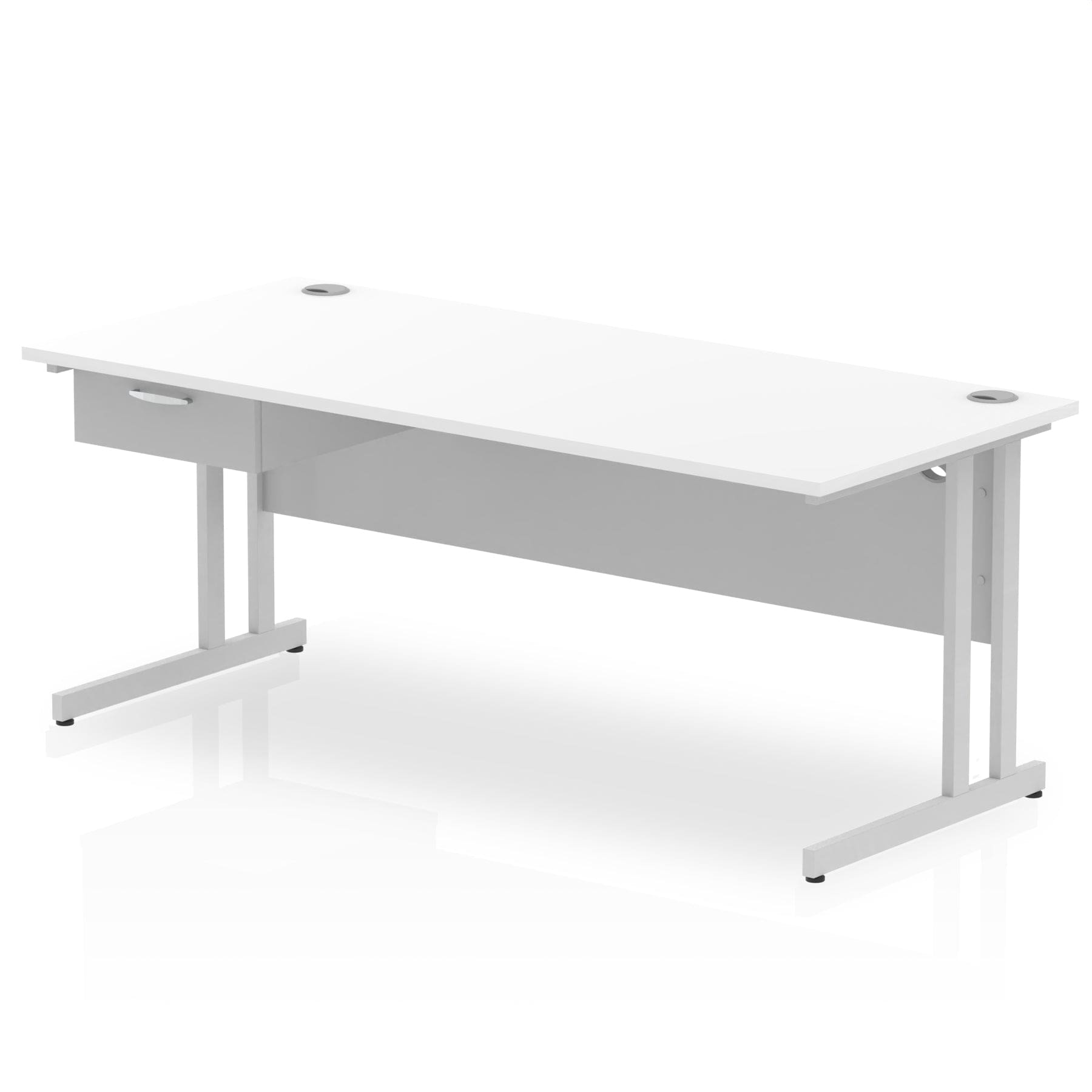 Impulse Cantilever Straight Desk Silver Frame With Single One Drawer Fixed Pedestal - Image 22