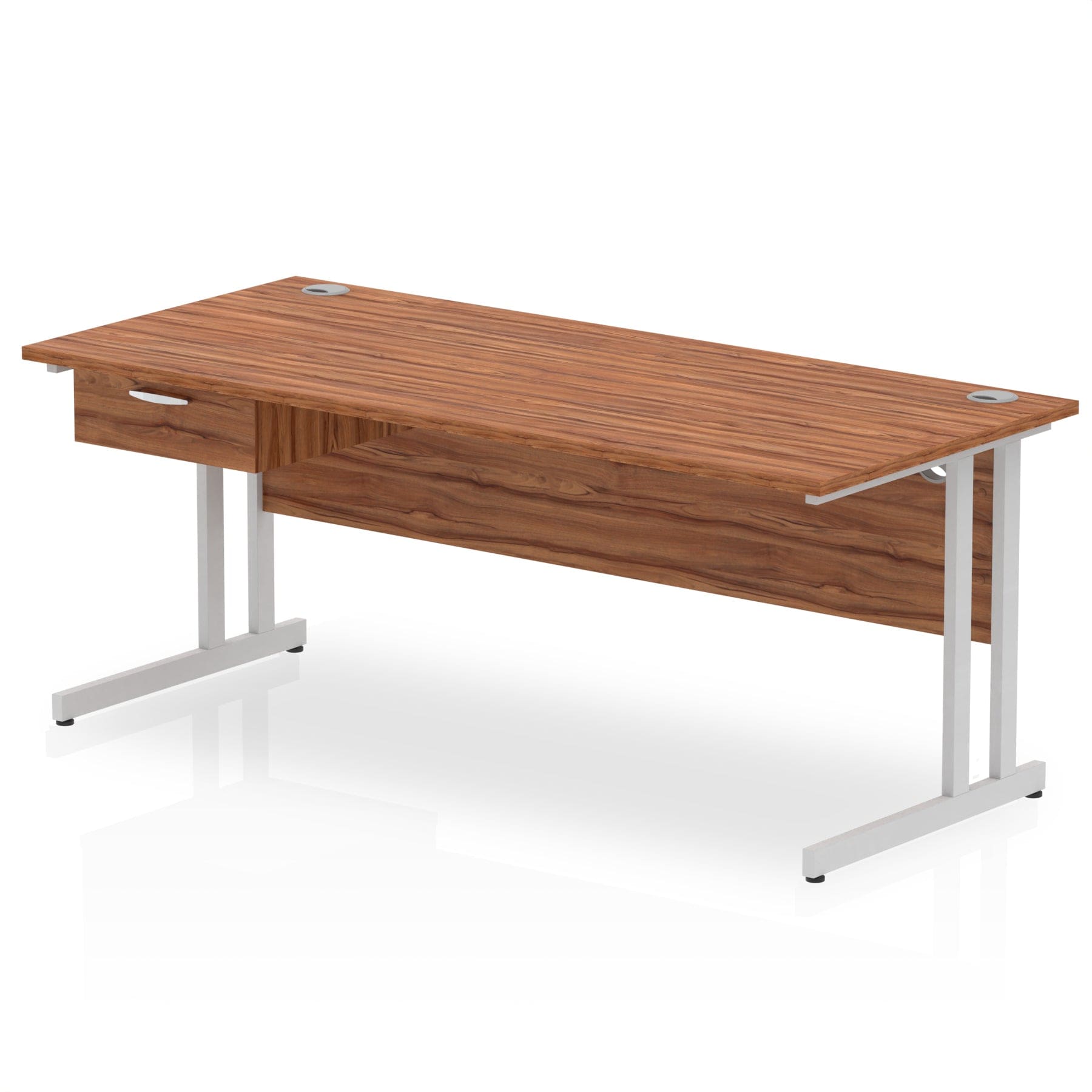 Impulse Cantilever Straight Desk Silver Frame With Single One Drawer Fixed Pedestal - Image 28