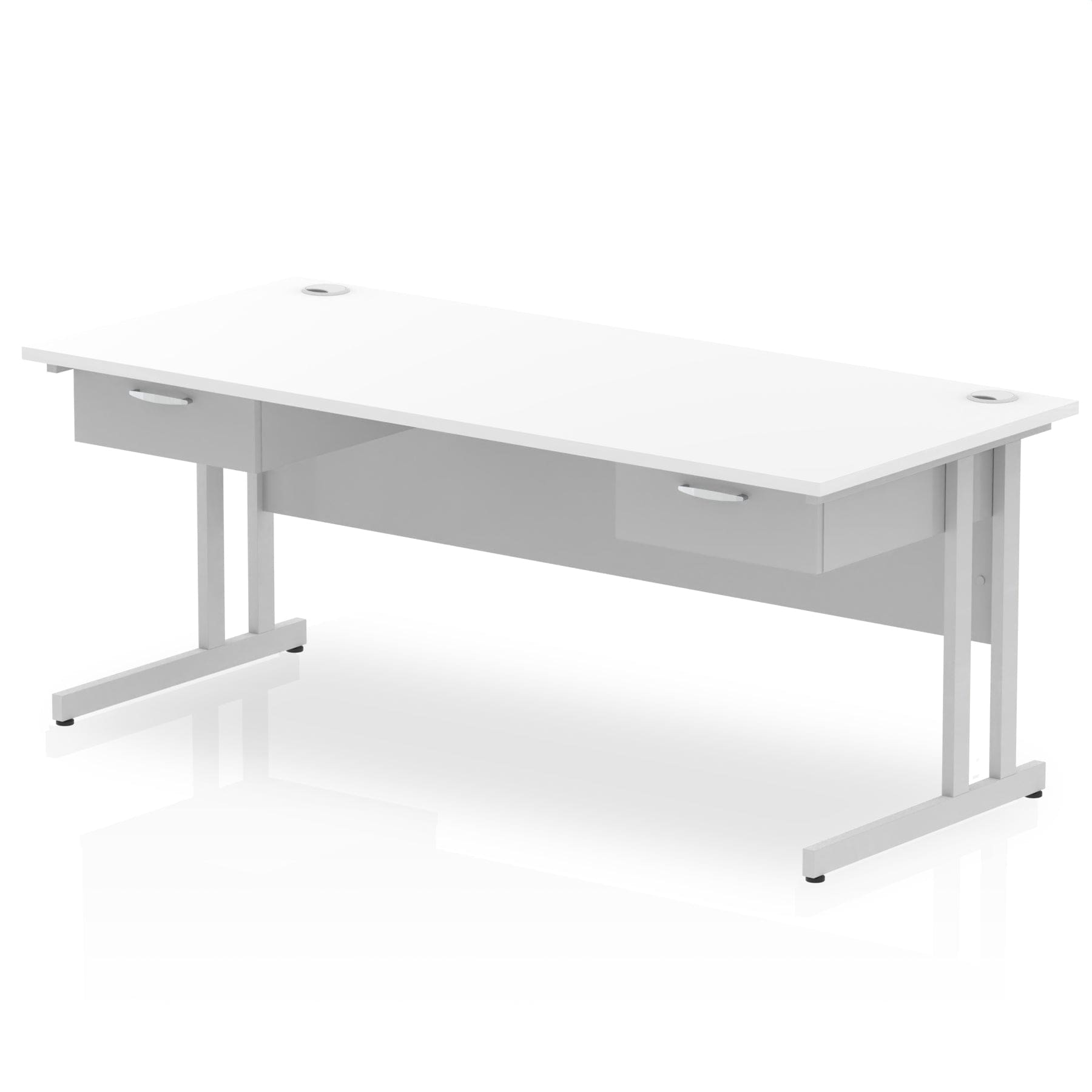 Impulse Cantilever Straight Desk Silver Frame With Two One Drawer Fixed Pedestals - Image 13