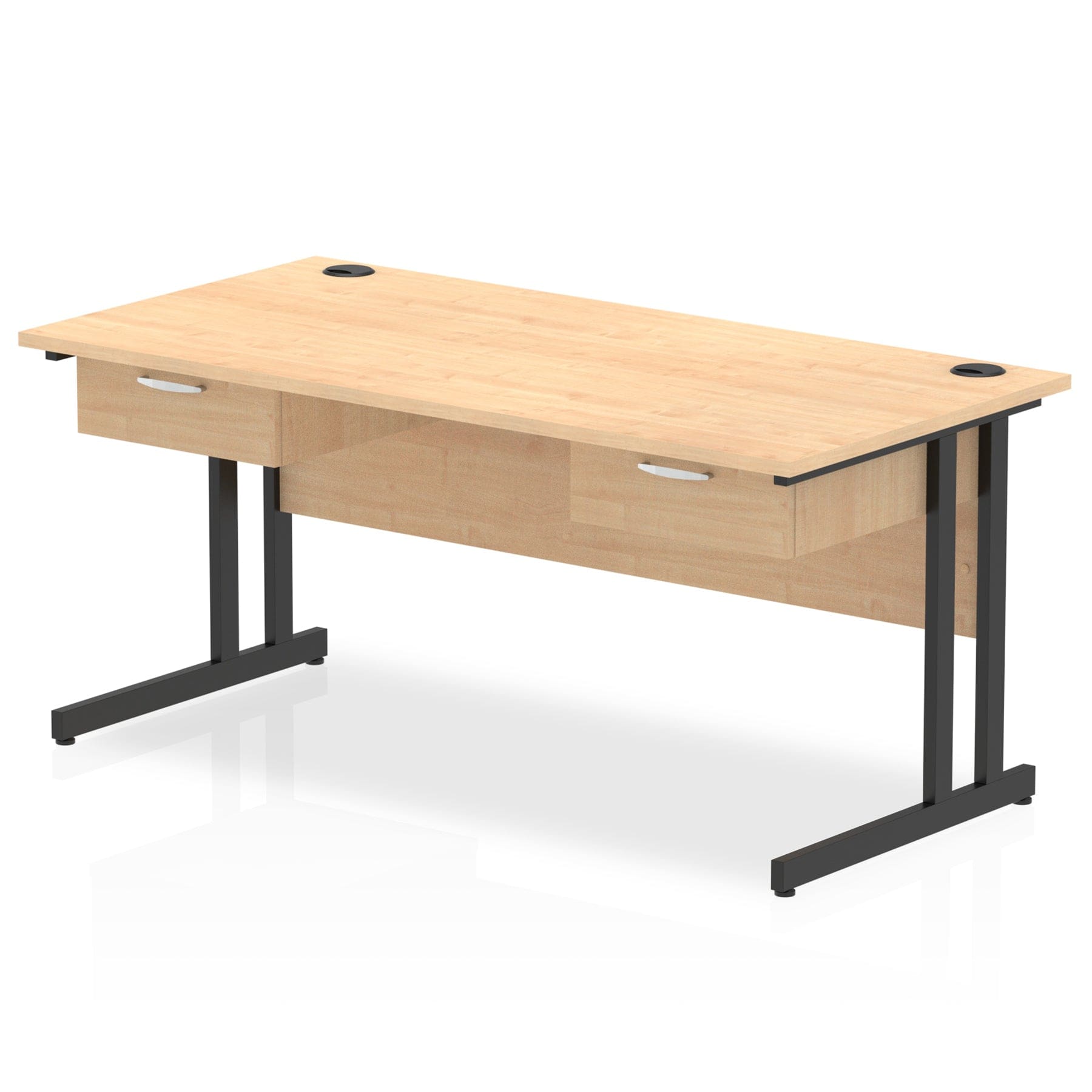 Impulse Cantilever Straight Desk Black Frame With Two One Drawer Fixed Pedestals - Image 4