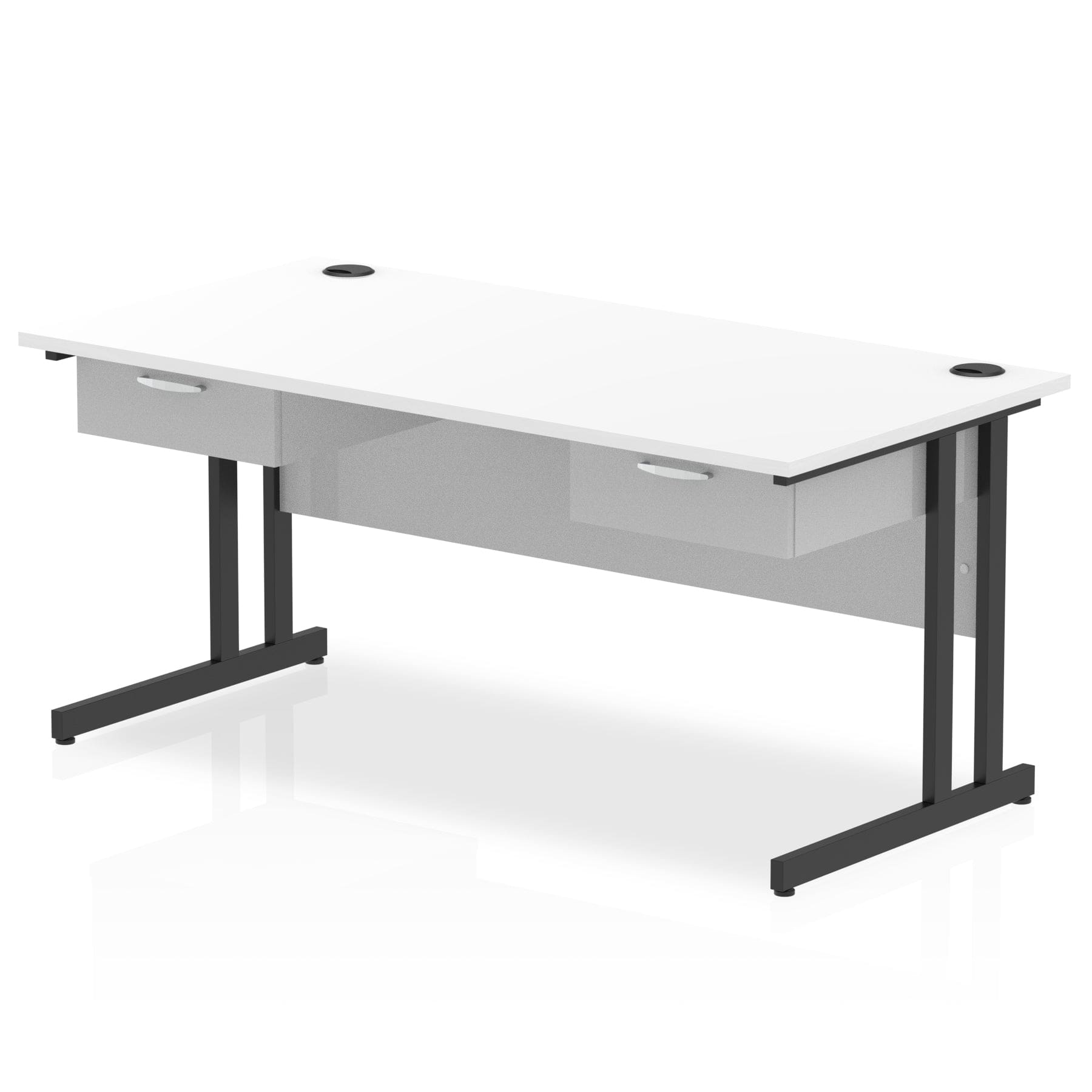 Impulse Cantilever Straight Desk Black Frame With Two One Drawer Fixed Pedestals - Image 6