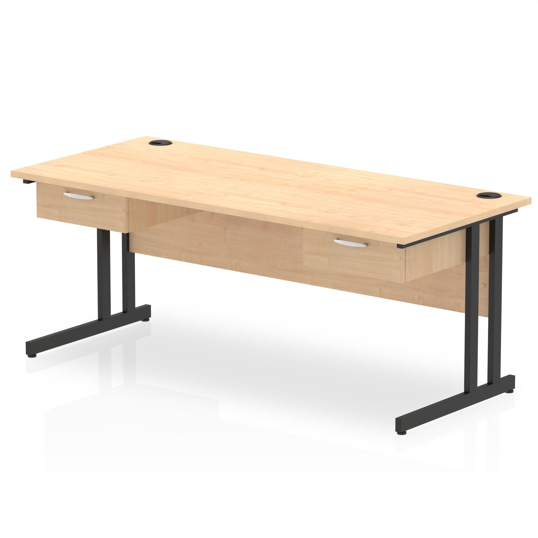 Impulse Cantilever Straight Desk Black Frame With Two One Drawer Fixed Pedestals - Image 11