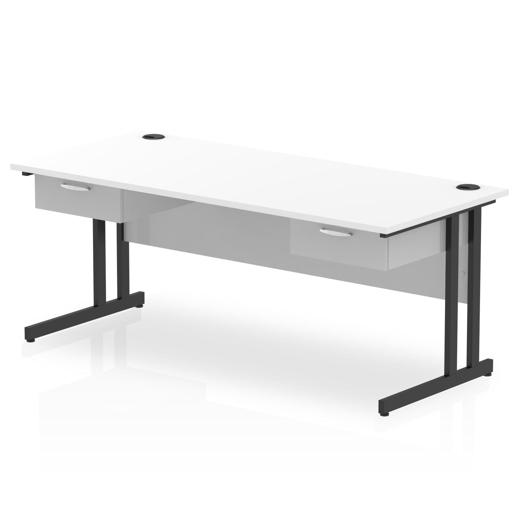 Impulse Cantilever Straight Desk Black Frame With Two One Drawer Fixed Pedestals - Image 13