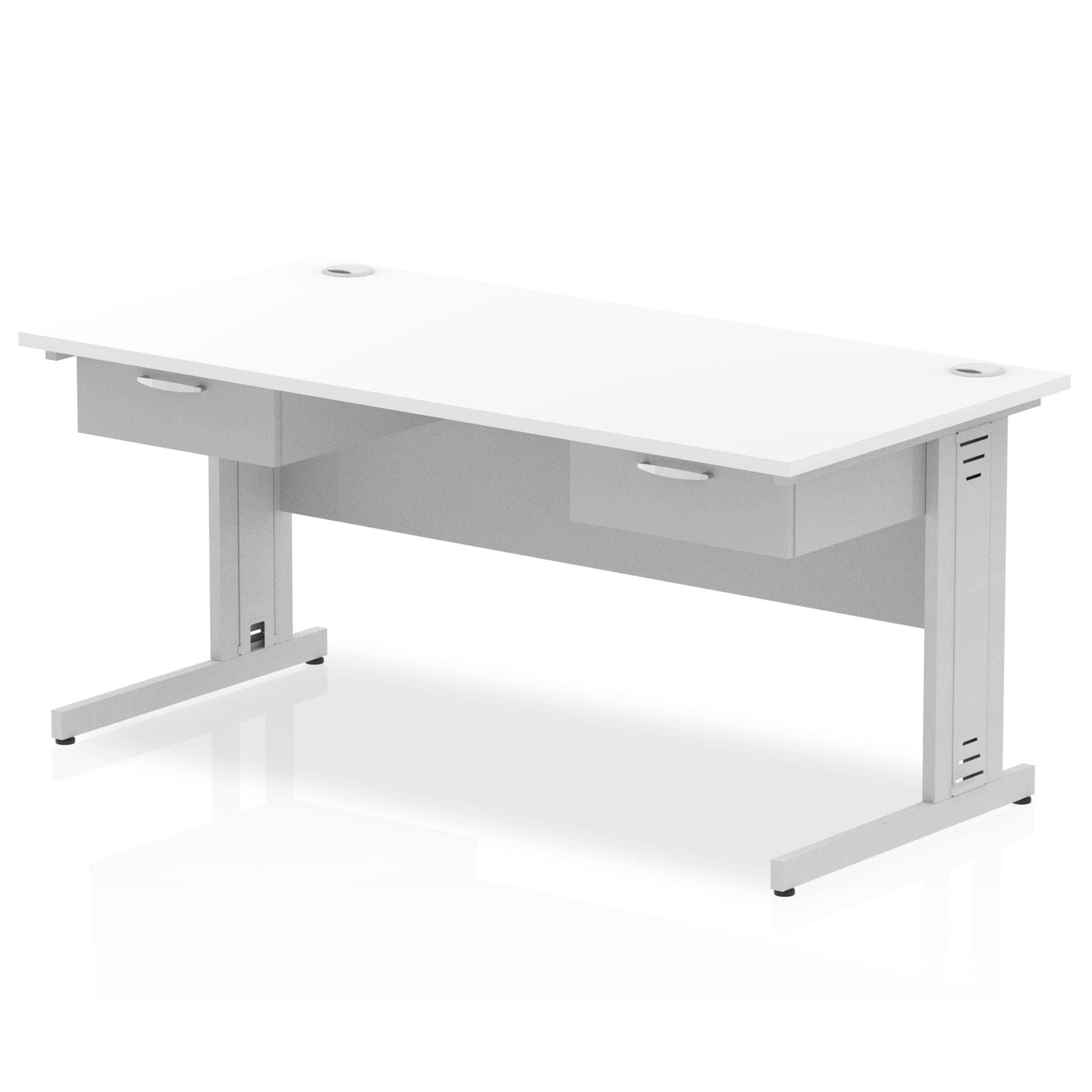 Impulse Cable Managed Straight Desk Silver Frame With Two One Drawer Fixed Pedestals - Image 6