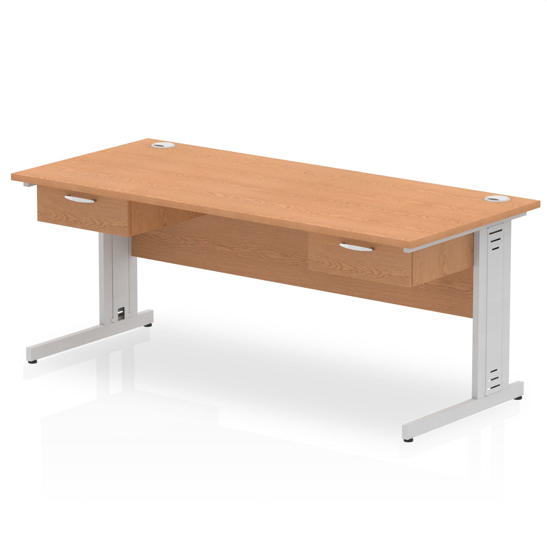 Impulse Cable Managed Straight Desk Silver Frame With Two One Drawer Fixed Pedestals - Image 12