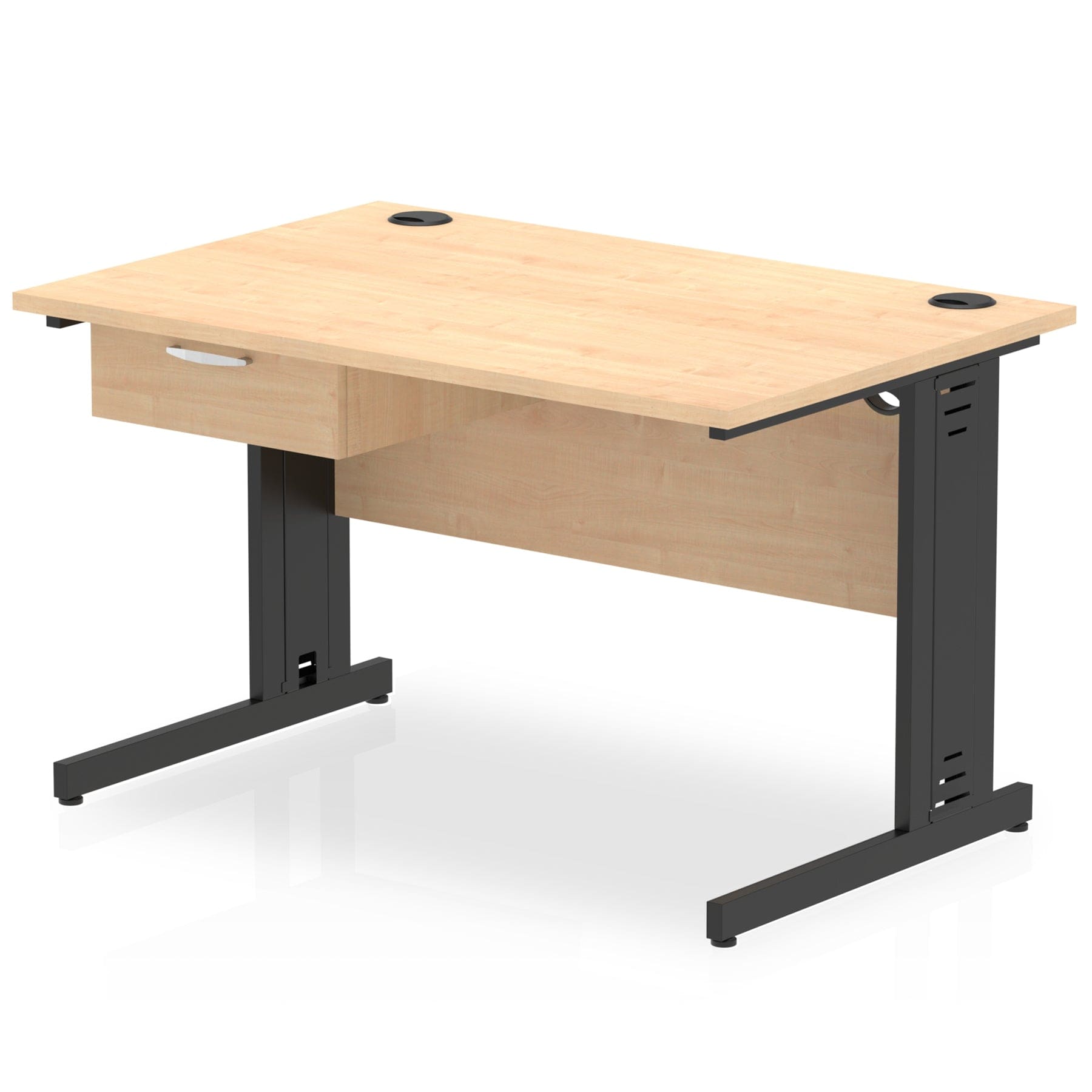 Impulse Cable Managed Straight Desk Black Frame With Single One Drawer Fixed Pedestal - Image 4