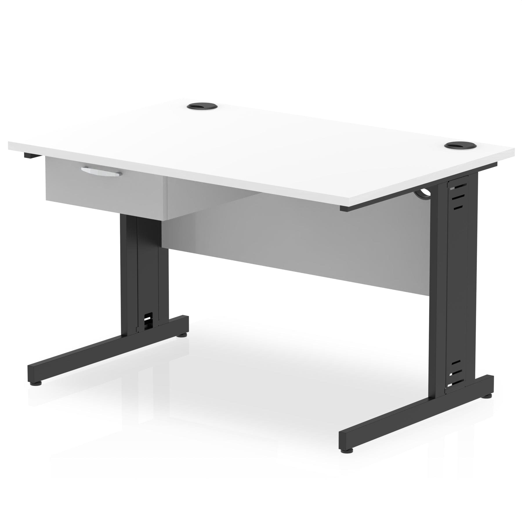Impulse Cable Managed Straight Desk Black Frame With Single One Drawer Fixed Pedestal - Image 6