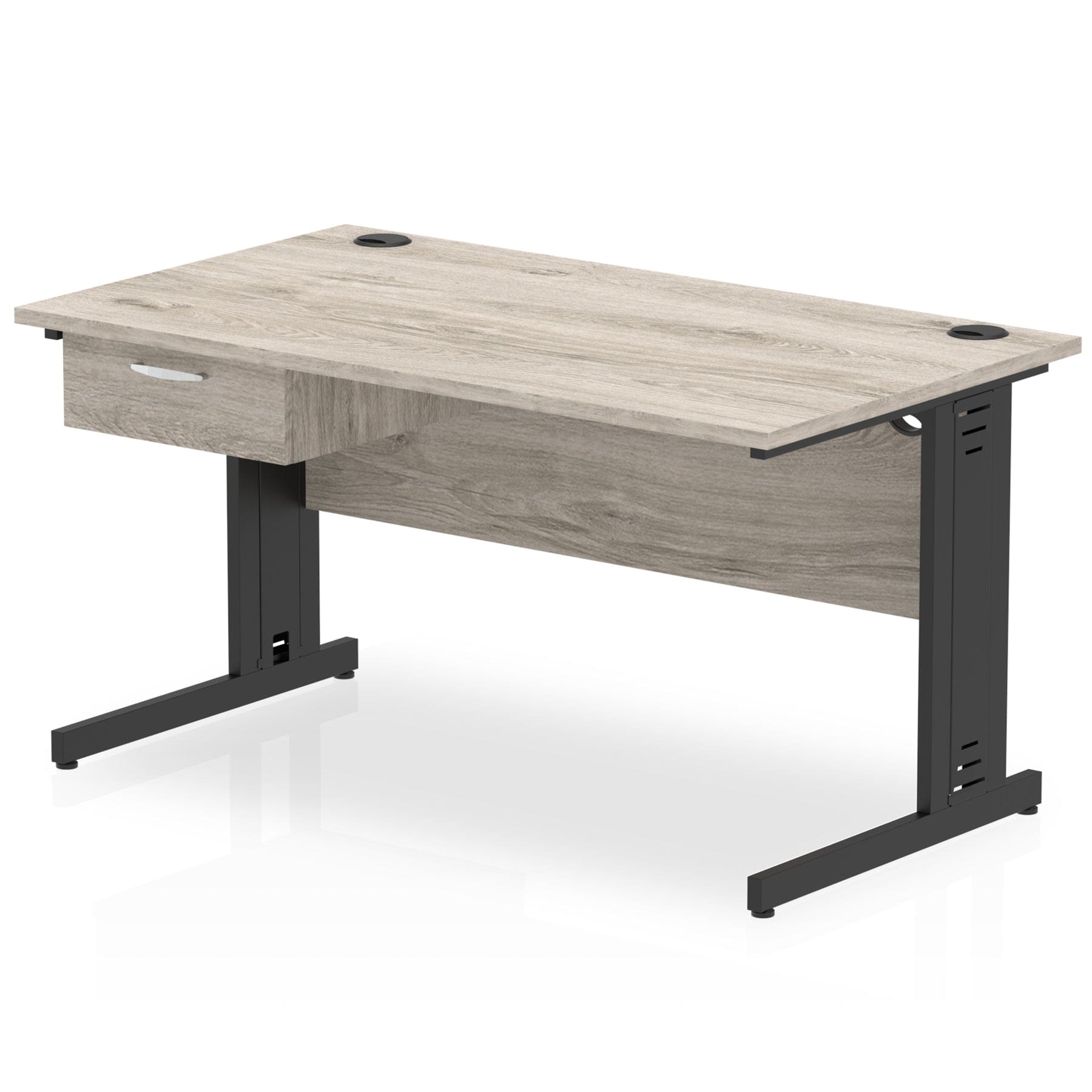 Impulse Cable Managed Straight Desk Black Frame With Single One Drawer Fixed Pedestal - Image 10