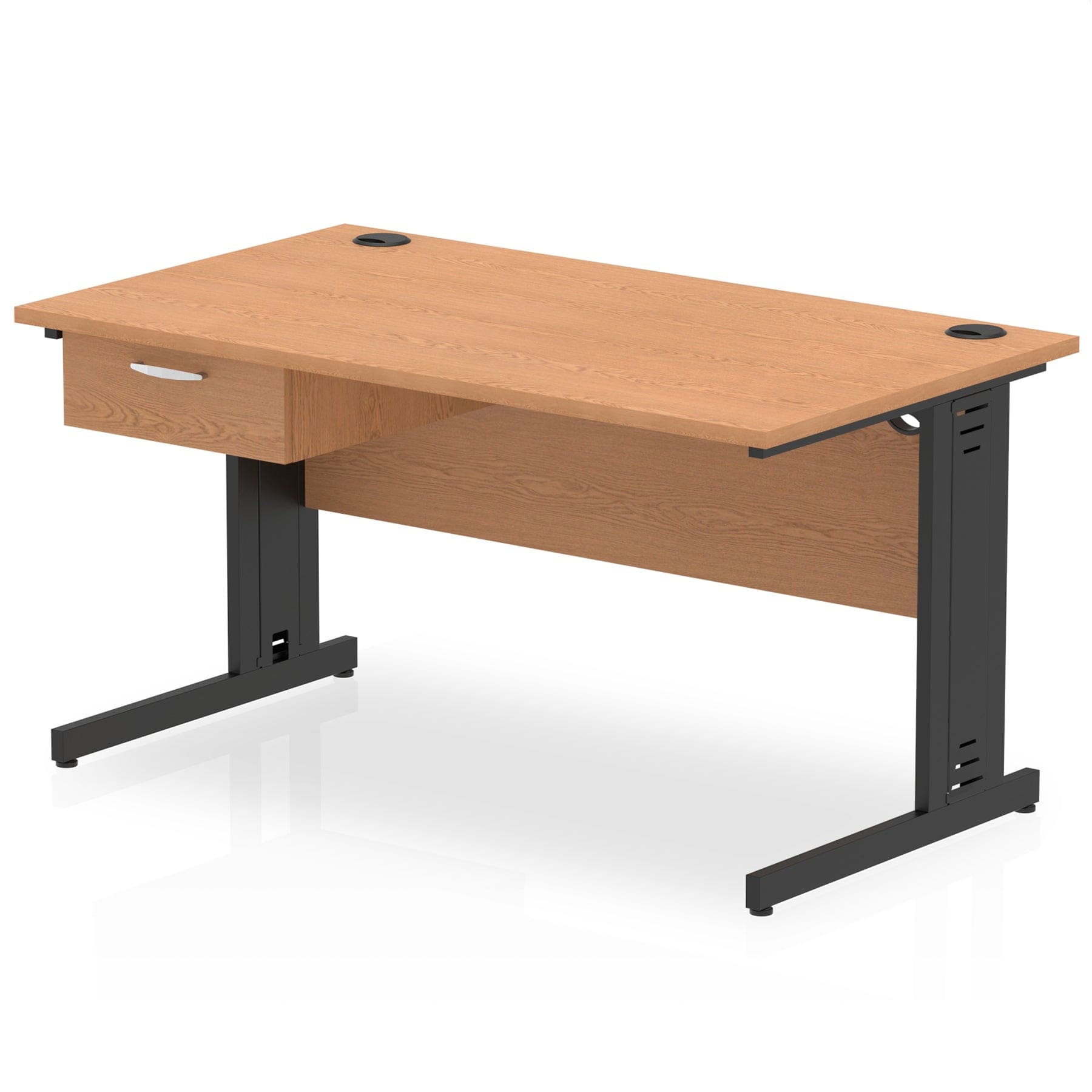 Impulse Cable Managed Straight Desk Black Frame With Single One Drawer Fixed Pedestal - Image 12