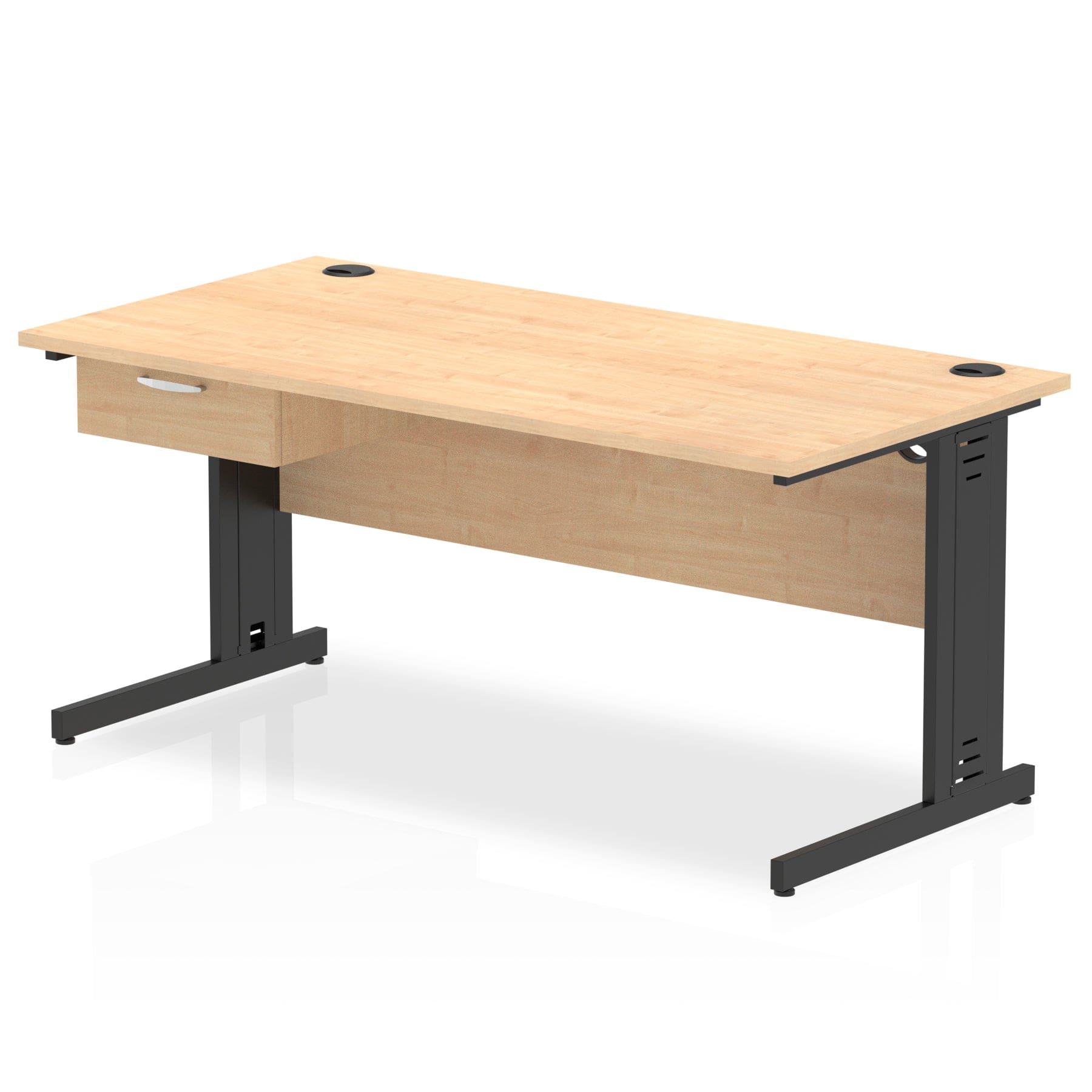 Impulse Cable Managed Straight Desk Black Frame With Single One Drawer Fixed Pedestal - Image 18