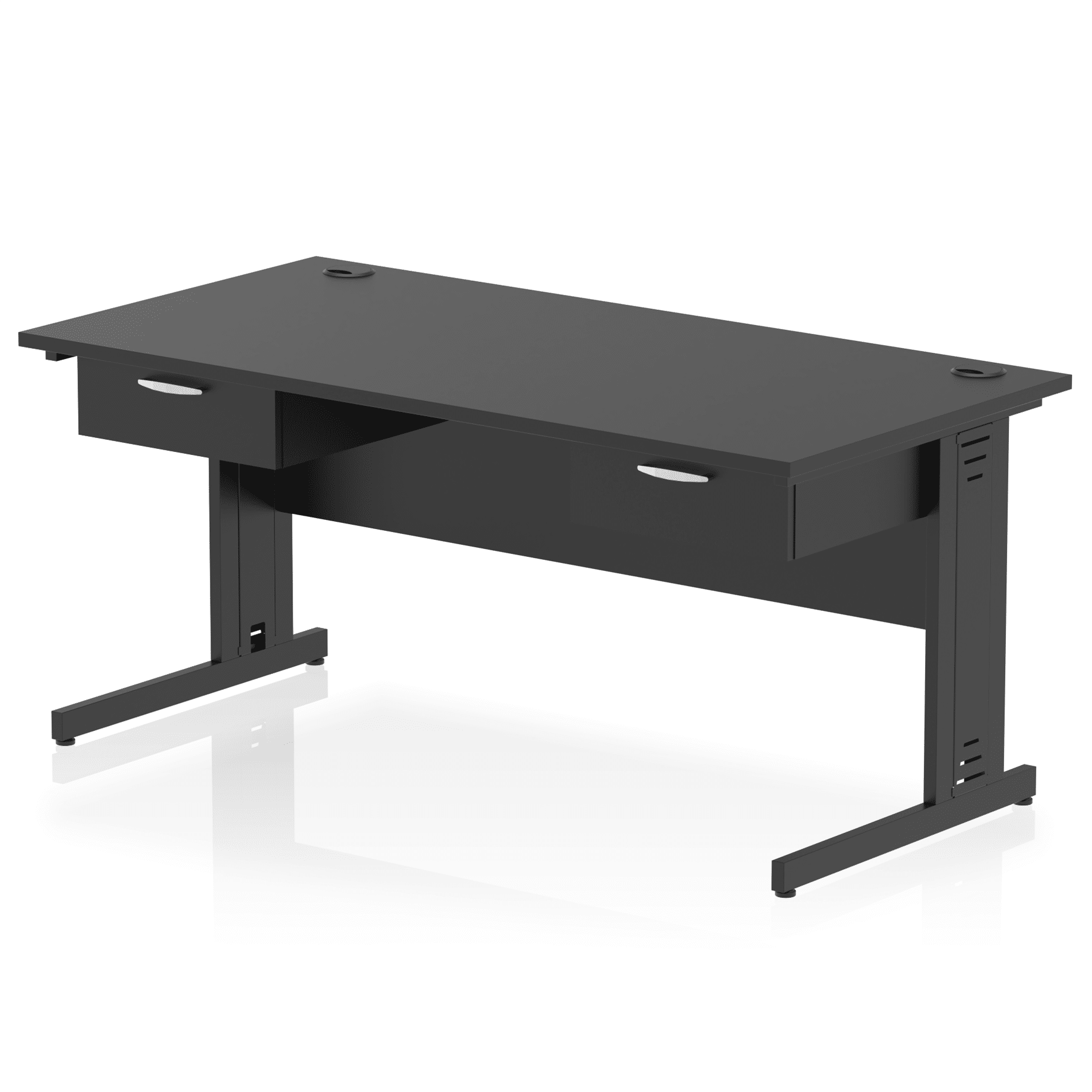 Impulse Cable Managed Straight Desk Black Frame With Two One Drawer Fixed Pedestals - Image 14