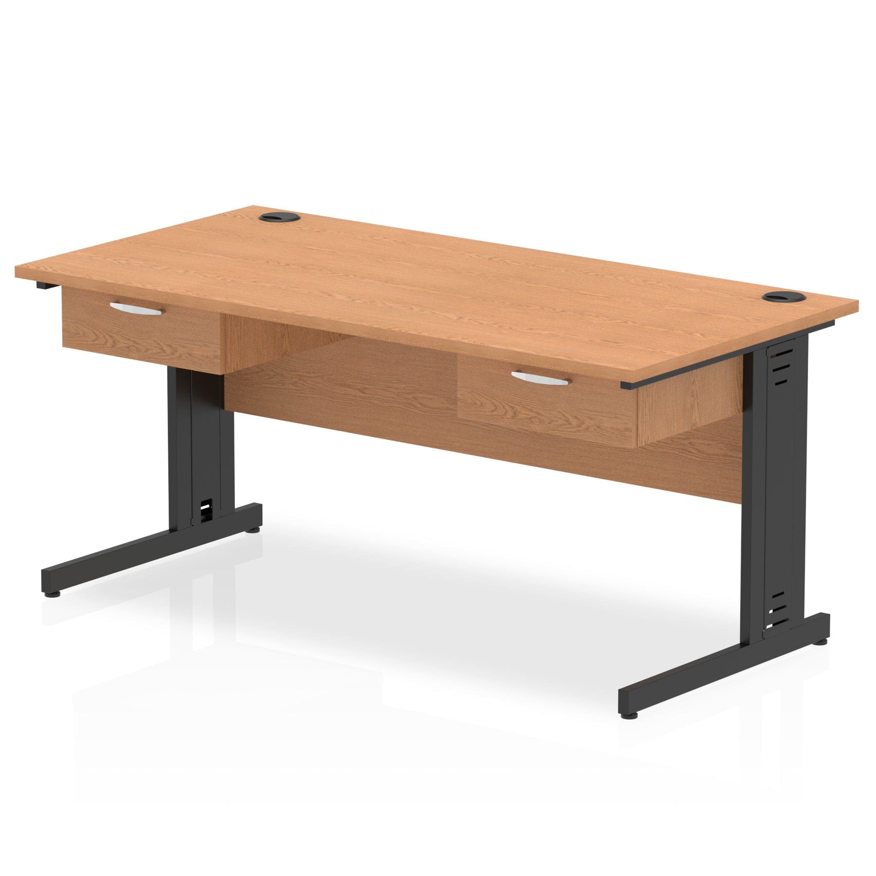 Impulse Cable Managed Straight Desk Black Frame With Two One Drawer Fixed Pedestals - Image 4