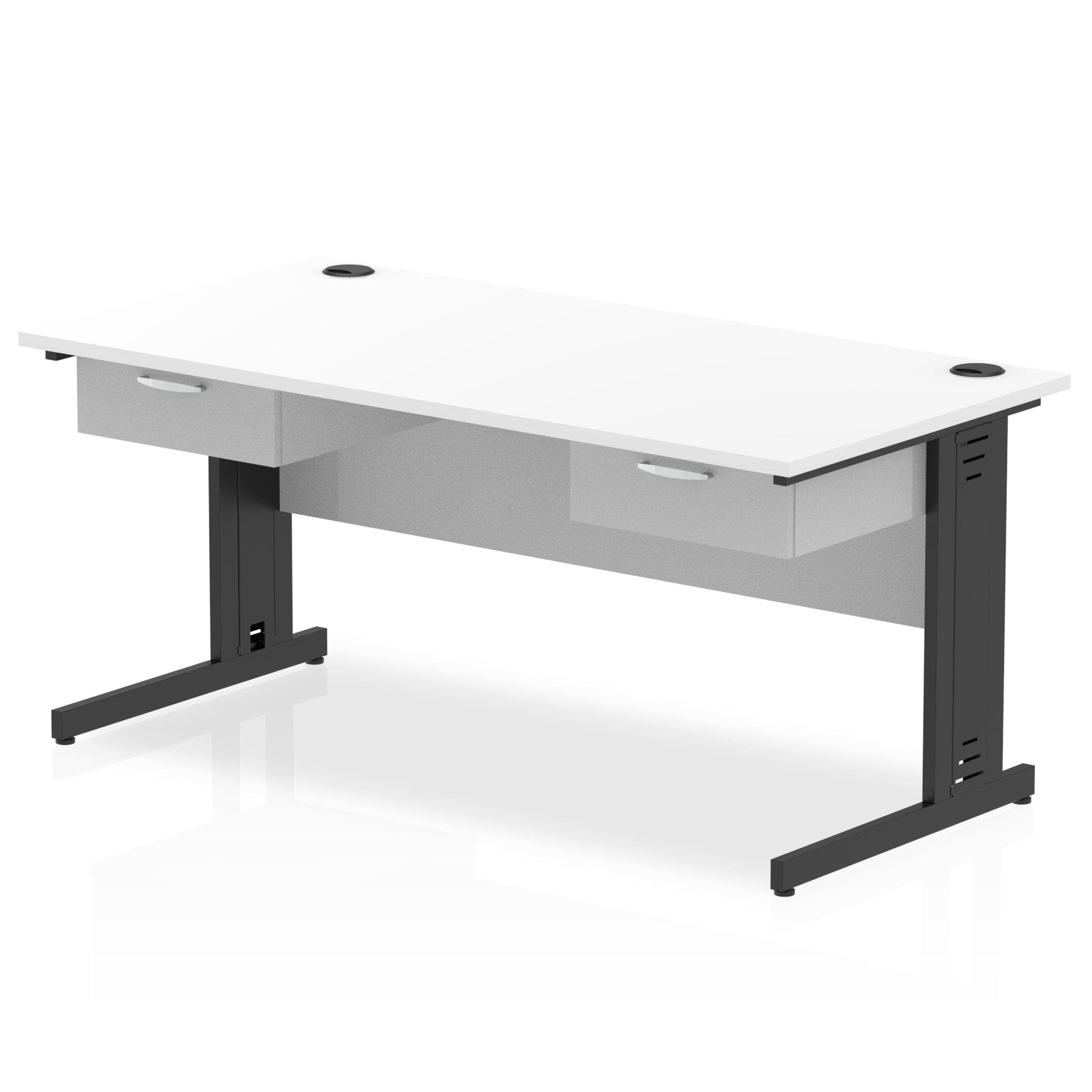 Impulse Cable Managed Straight Desk Black Frame With Two One Drawer Fixed Pedestals - Image 5