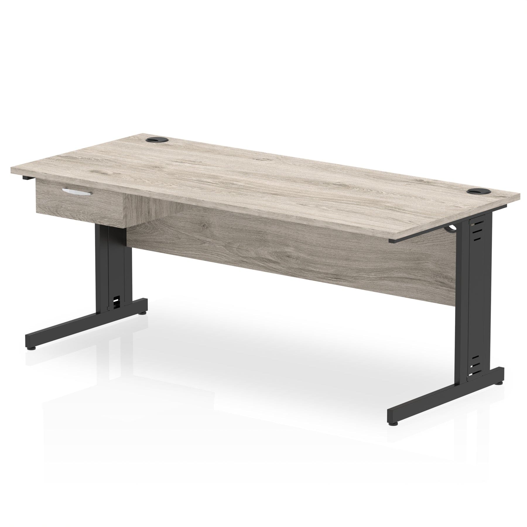 Impulse Cable Managed Straight Desk Black Frame With Single One Drawer Fixed Pedestal - Image 23