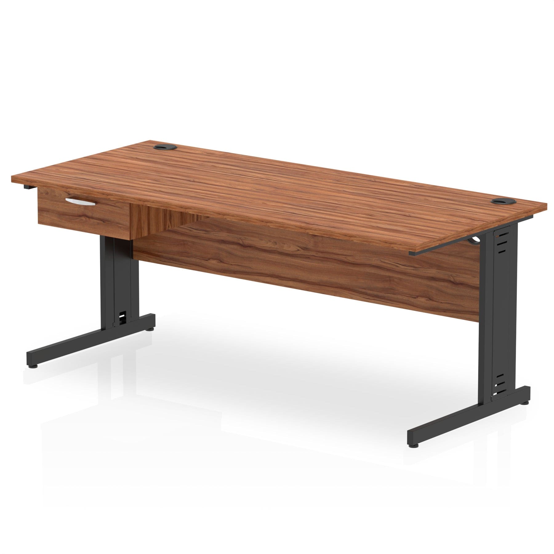 Impulse Cable Managed Straight Desk Black Frame With Single One Drawer Fixed Pedestal - Image 27