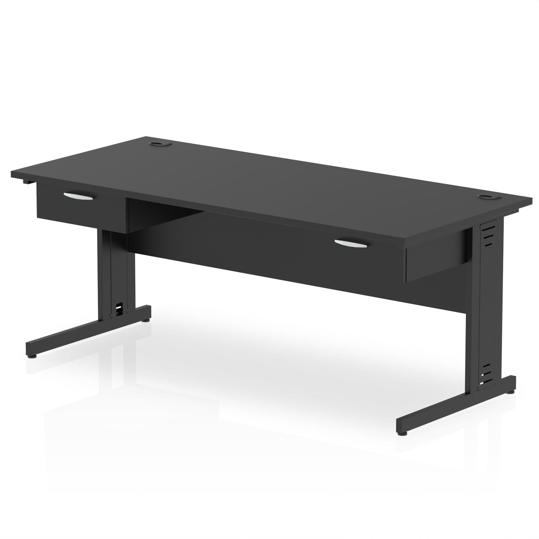 Impulse Cable Managed Straight Desk Black Frame With Two One Drawer Fixed Pedestals - Image 8