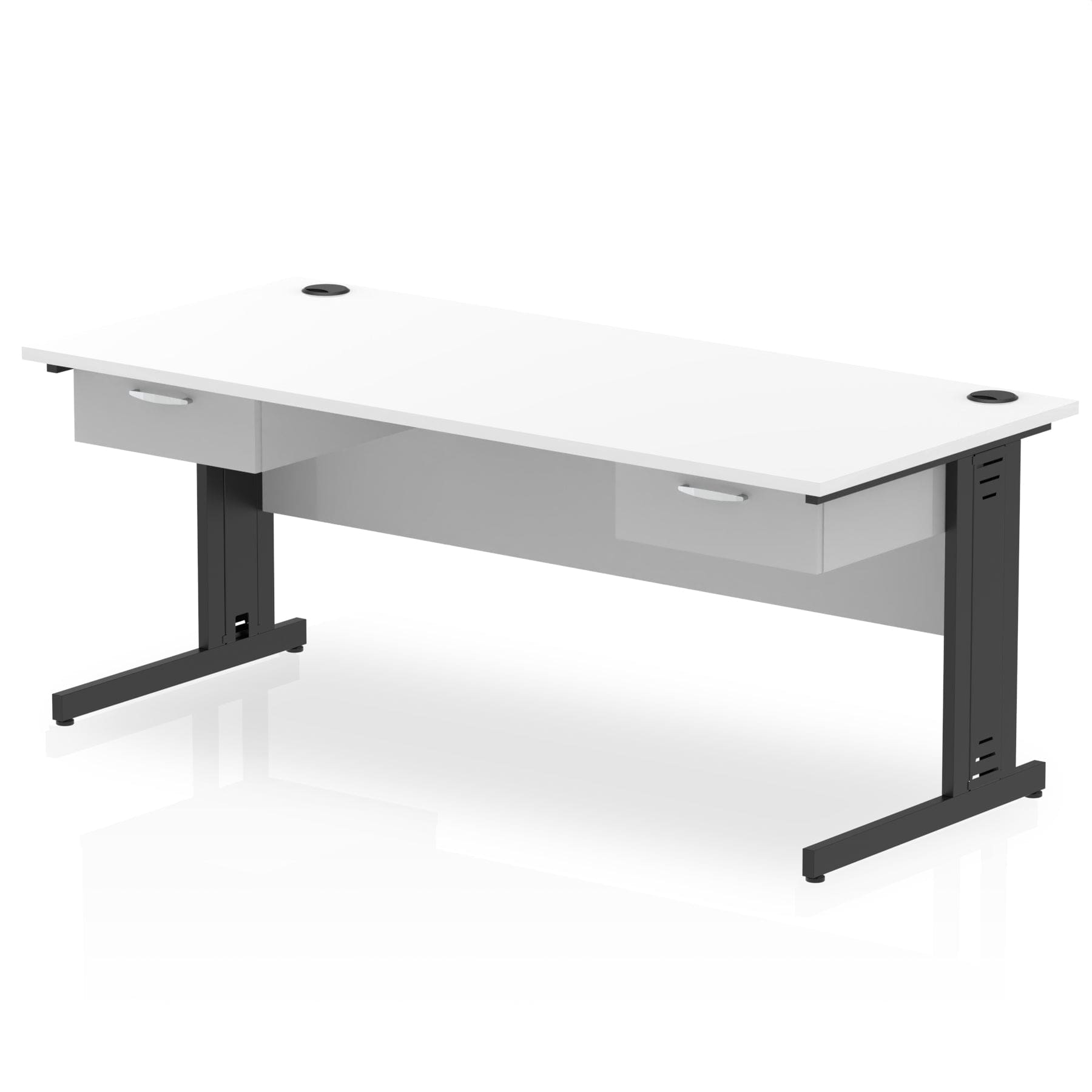 Impulse Cable Managed Straight Desk Black Frame With Two One Drawer Fixed Pedestals - Image 12