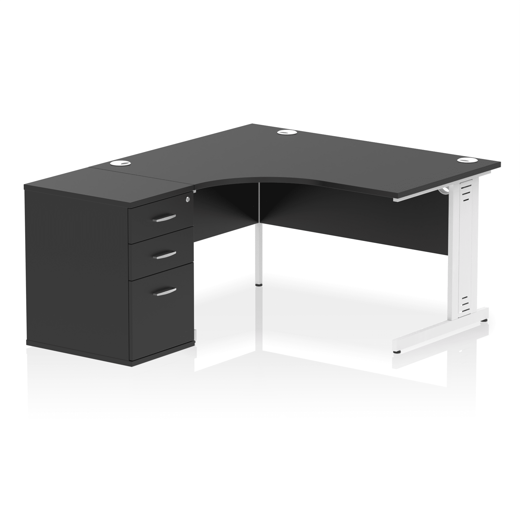 Impulse 1400mm Cable Managed Left Crescent Desk Workstation - Image 22