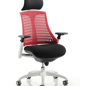 Flex Medium Back White Frame Task Operator Office Chair with Arms