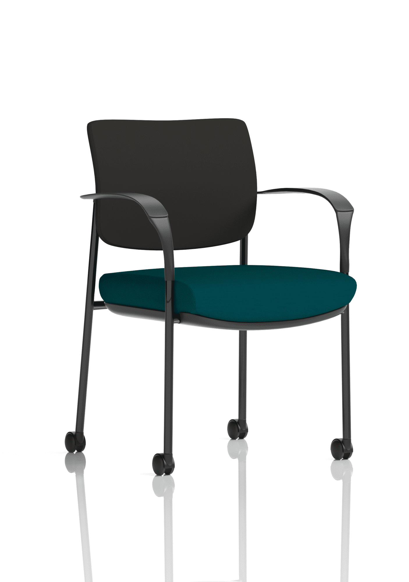 Brunswick Deluxe Medium Back Stacking Visitor Office Chair with Arms with Castors Bespoke - Image 3