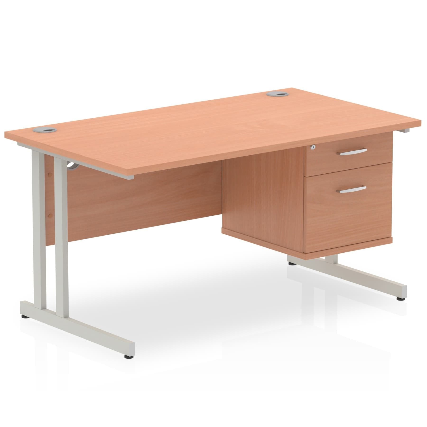 Impulse 1400mm Cantilever Straight Desk With Single Fixed Pedestal - Image 13
