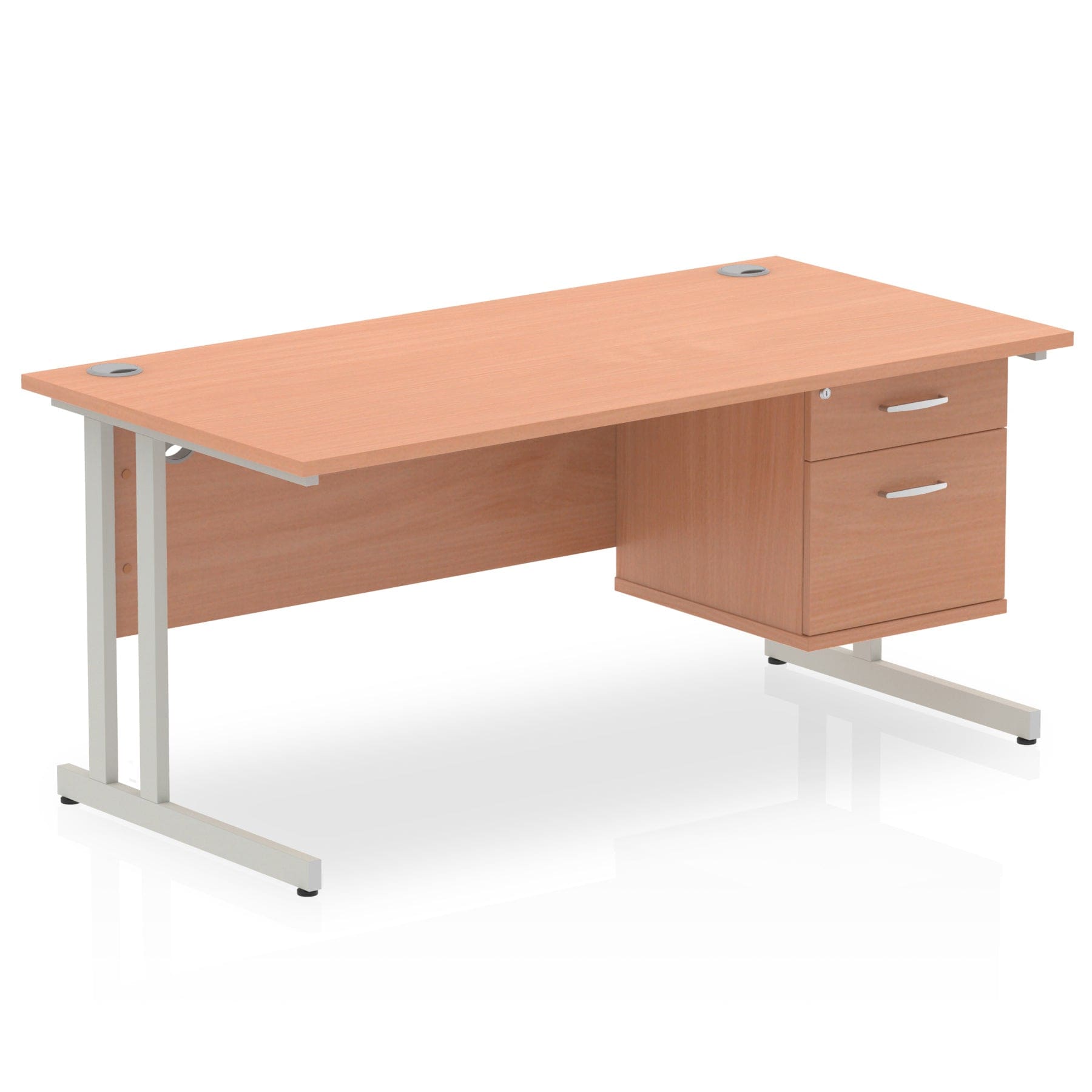 Impulse 1600mm Cantilever Straight Desk With Single Fixed Pedestal - Image 13