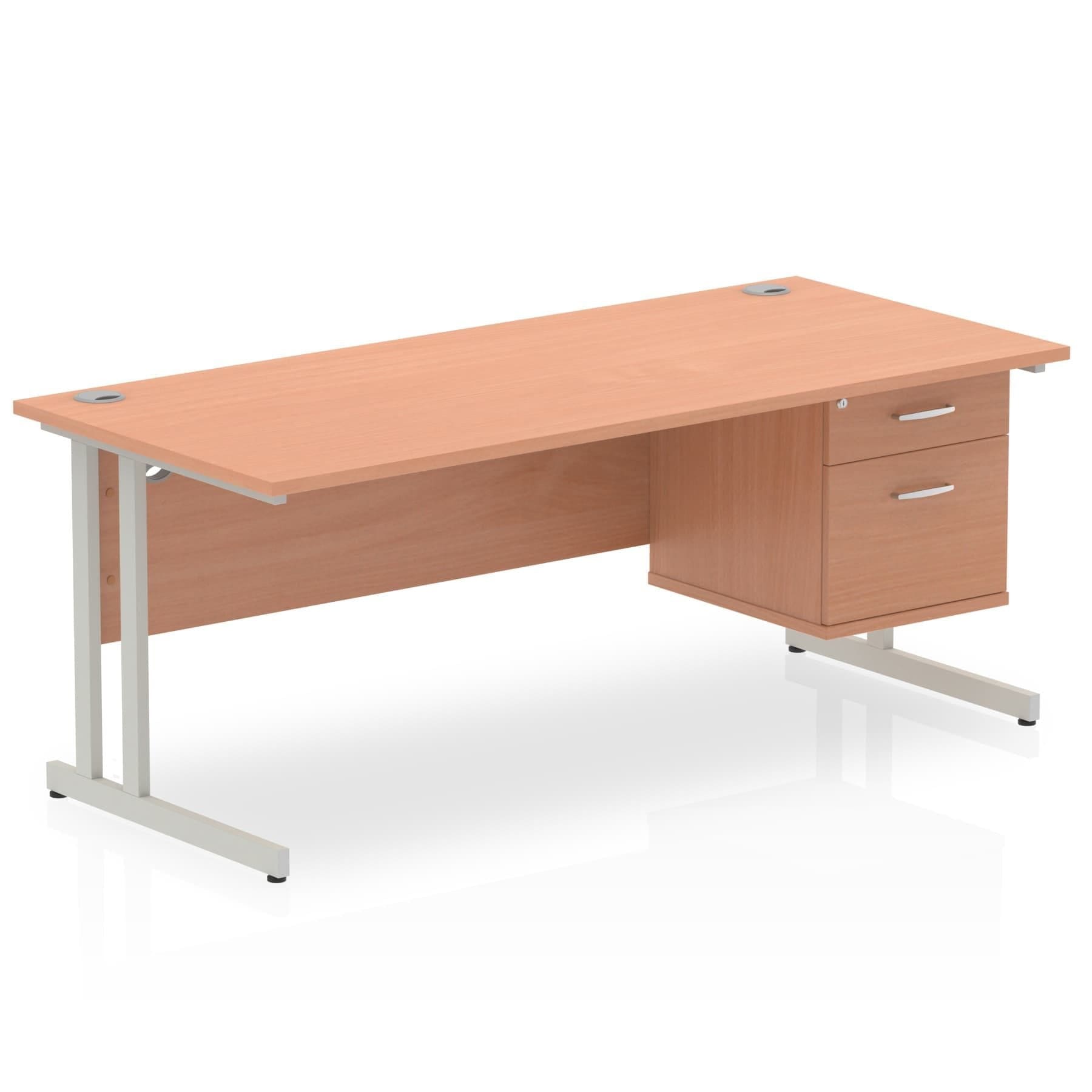 Impulse 1800mm Cantilever Straight Desk With Single Fixed Pedestal - Image 13
