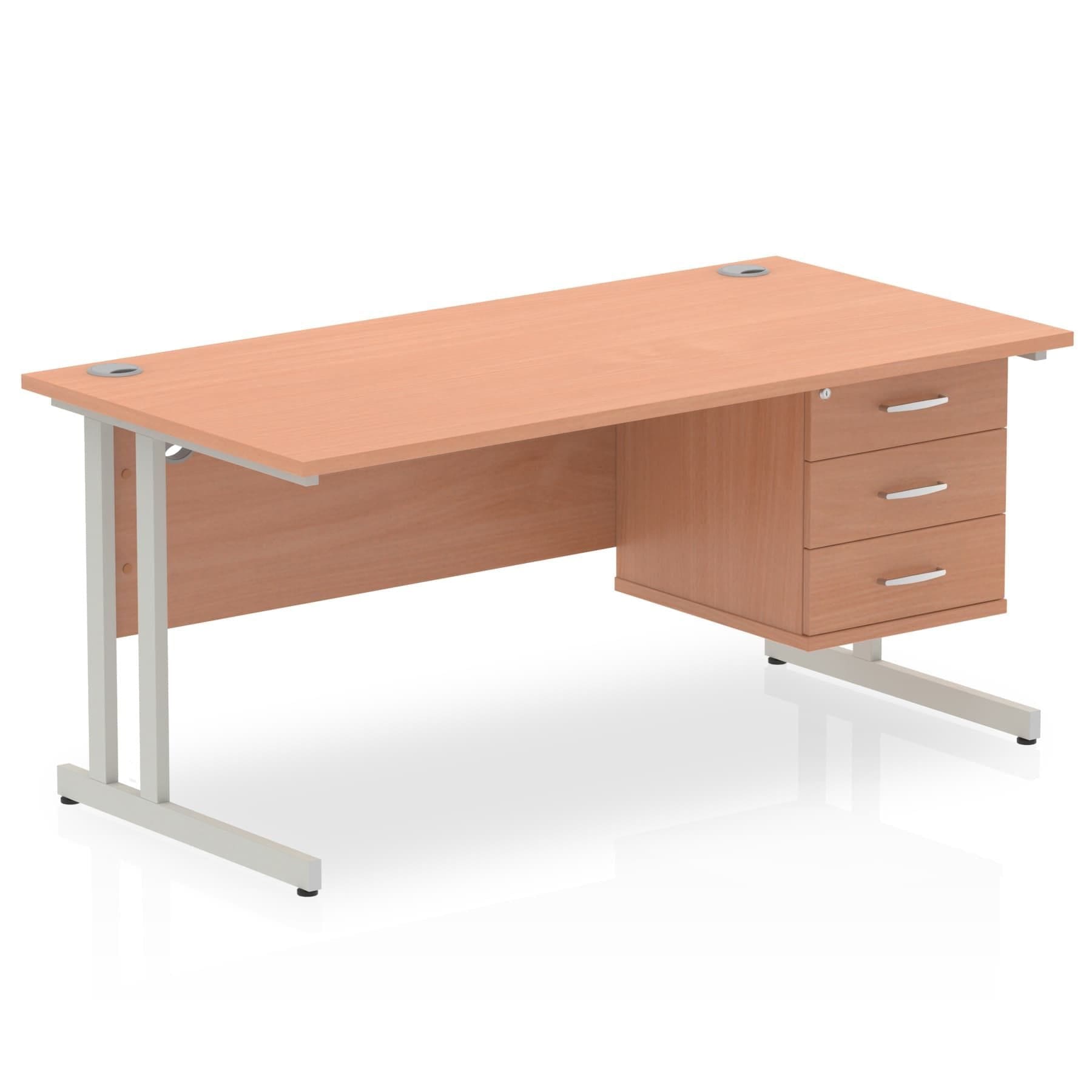 Impulse 1600mm Cantilever Straight Desk With Single Fixed Pedestal - Image 14